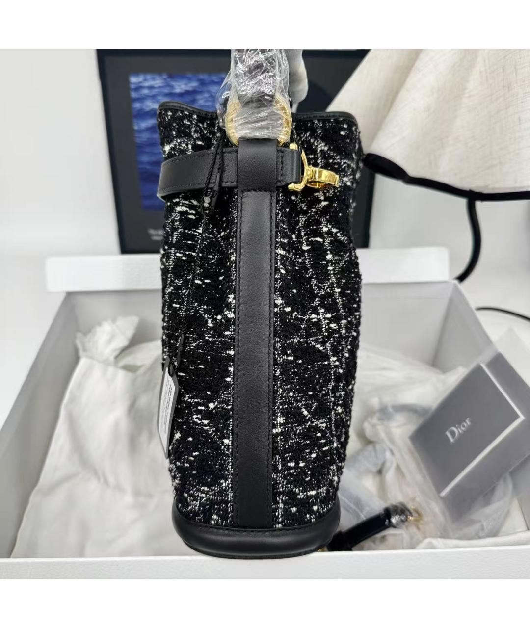 CHRISTIAN DIOR Черная твидовая сумка через плечо, фото 3