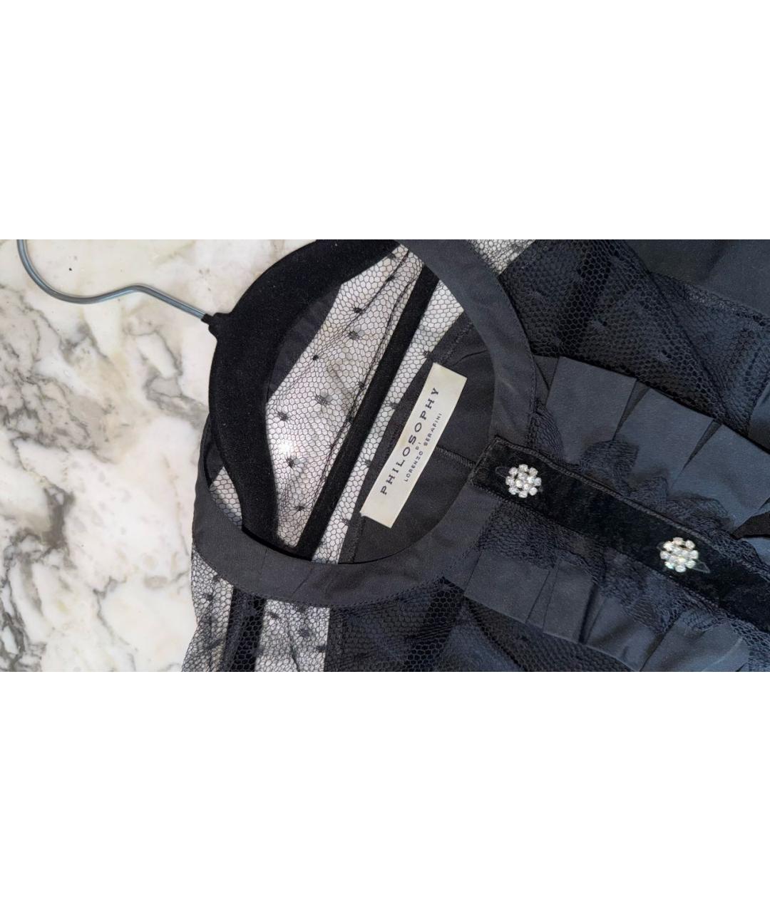 PHILOSOPHY DI LORENZO SERAFINI Черное кружевное коктейльное платье, фото 4