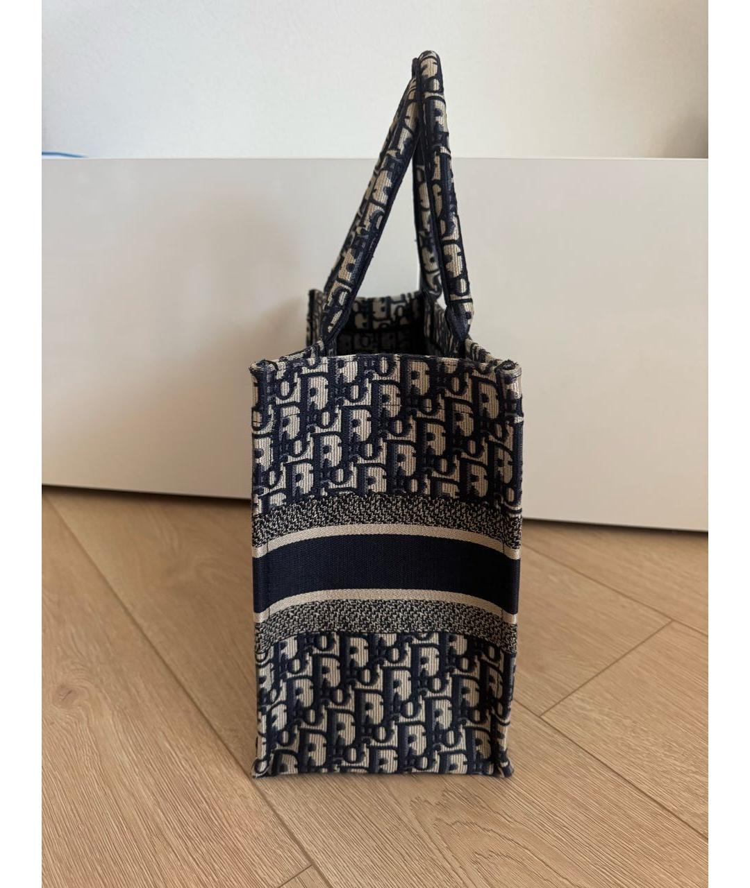 CHRISTIAN DIOR Темно-синяя тканевая сумка с короткими ручками, фото 3