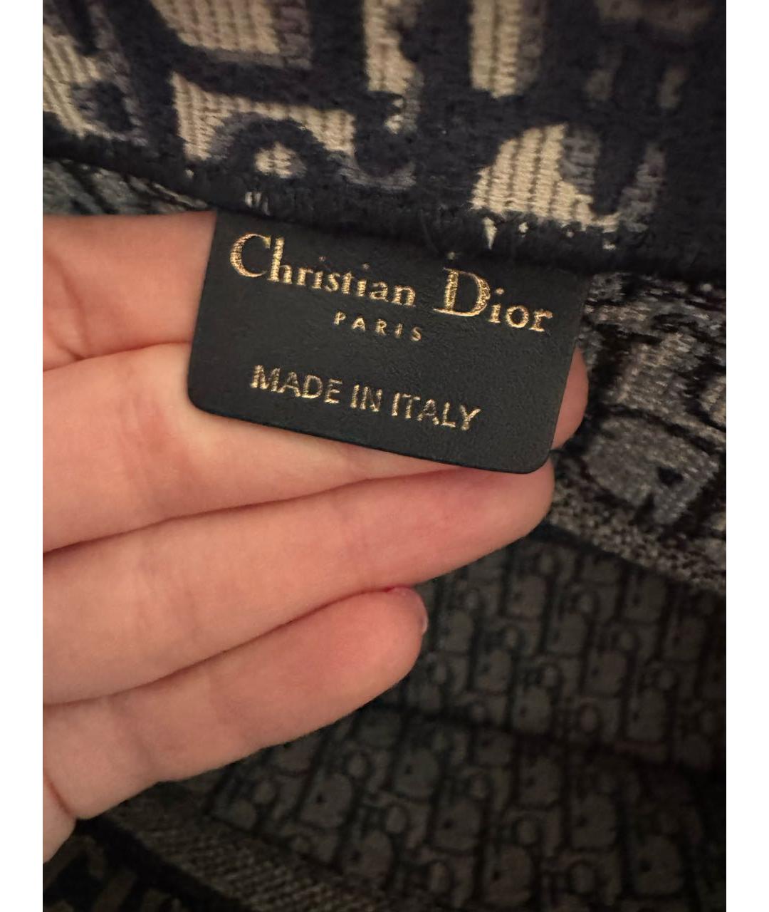 CHRISTIAN DIOR Темно-синяя тканевая сумка с короткими ручками, фото 6