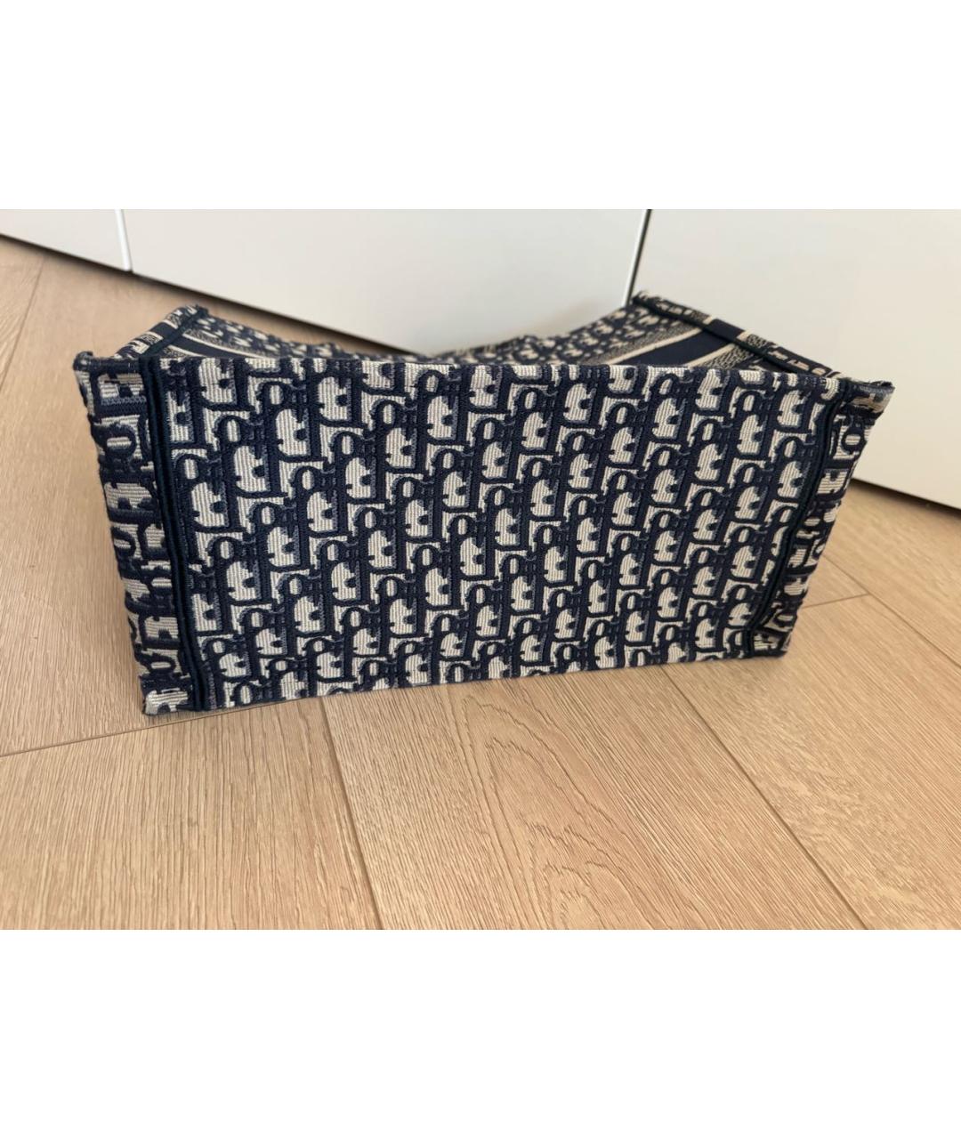 CHRISTIAN DIOR Темно-синяя тканевая сумка с короткими ручками, фото 5