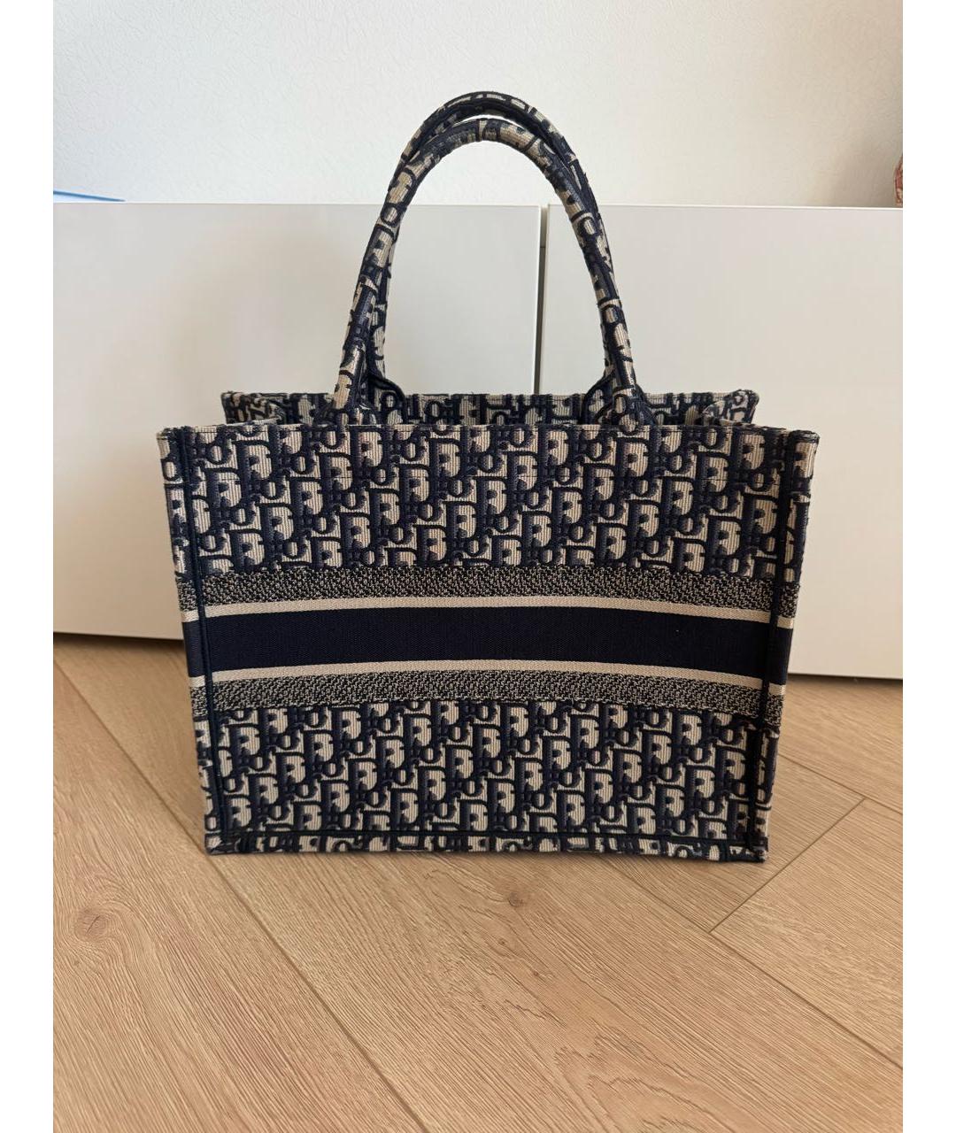 CHRISTIAN DIOR Темно-синяя тканевая сумка с короткими ручками, фото 2