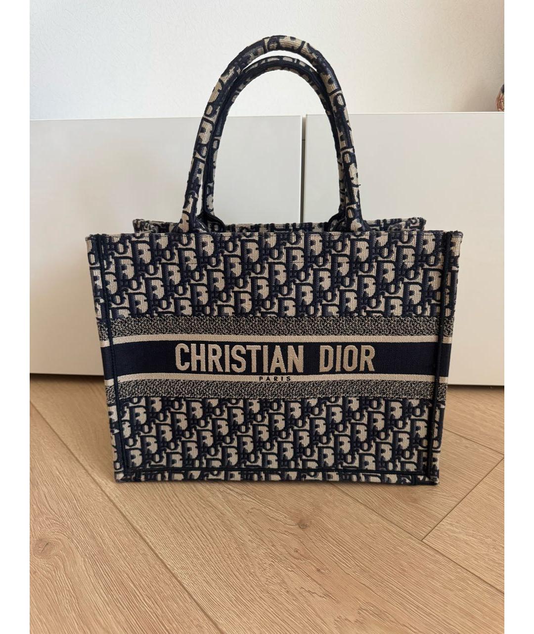 CHRISTIAN DIOR Темно-синяя тканевая сумка с короткими ручками, фото 9