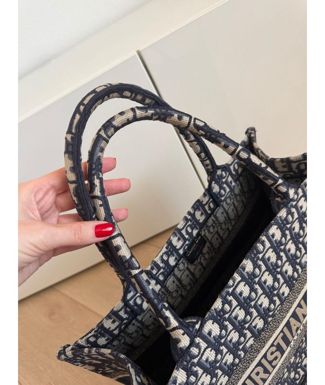 CHRISTIAN DIOR Темно-синяя тканевая сумка с короткими ручками, фото 8