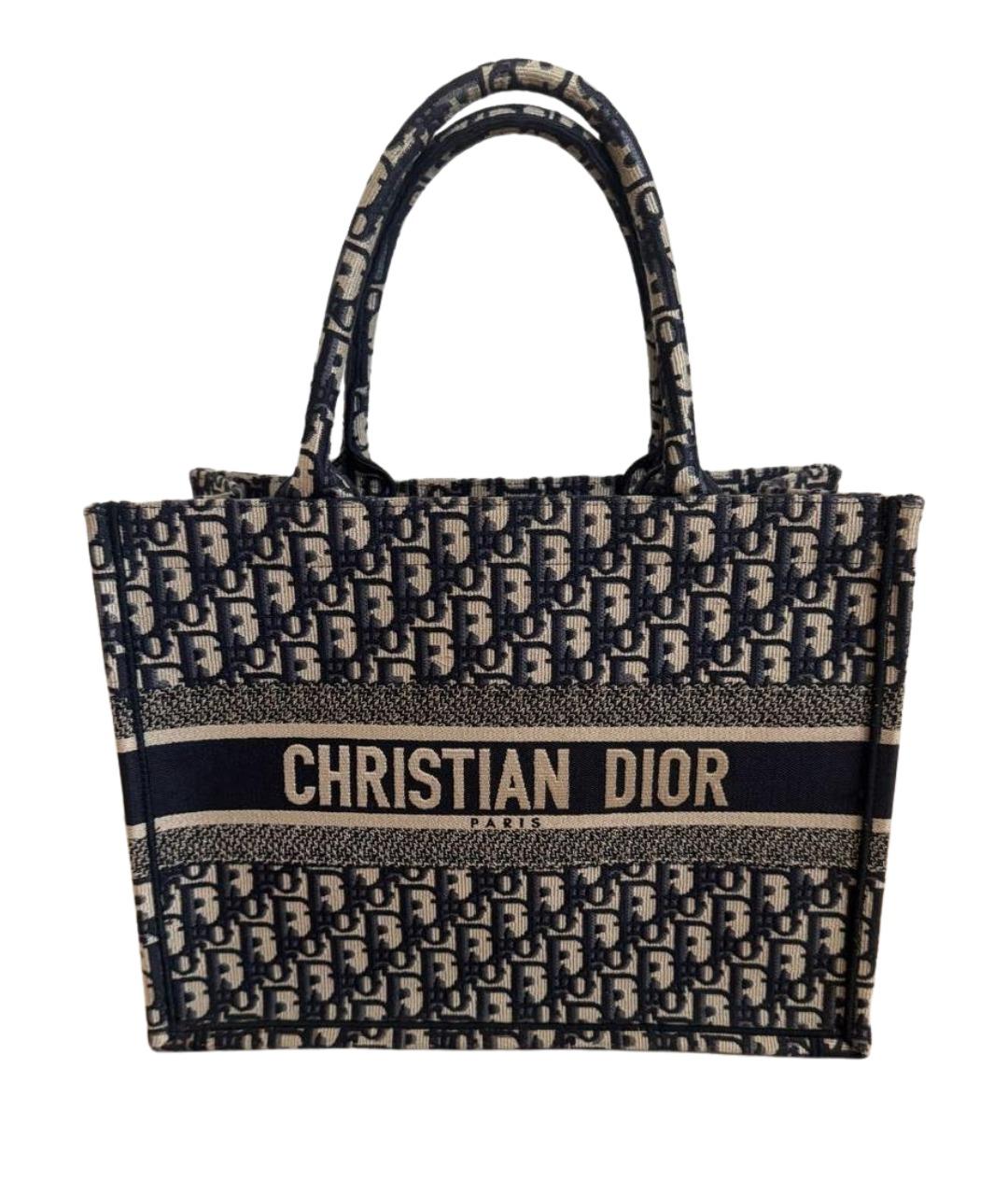 CHRISTIAN DIOR Темно-синяя тканевая сумка с короткими ручками, фото 1