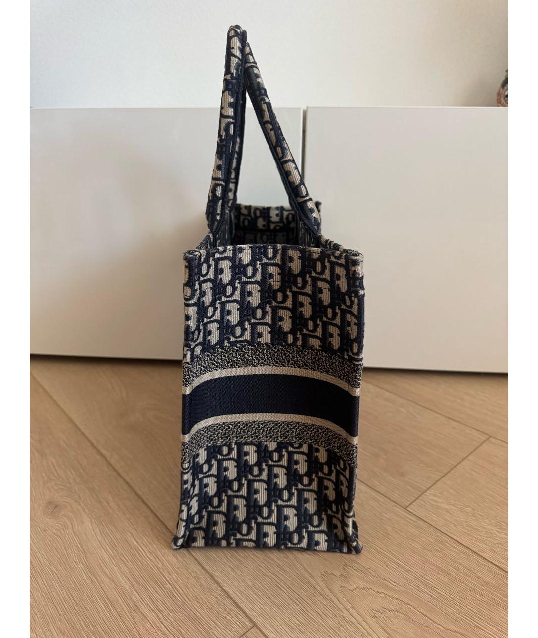 CHRISTIAN DIOR Темно-синяя тканевая сумка с короткими ручками, фото 4