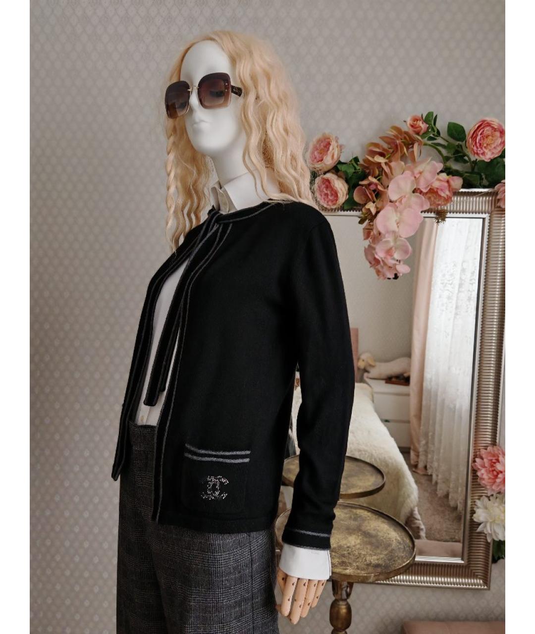 CHANEL Черный шерстяной кардиган, фото 5