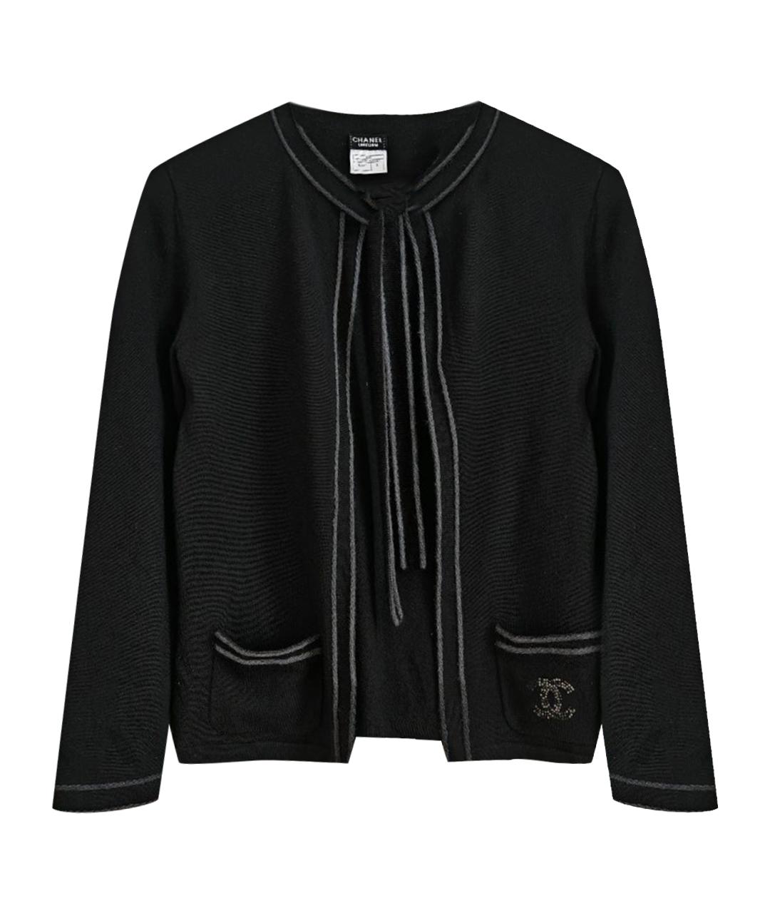 CHANEL Черный шерстяной кардиган, фото 1