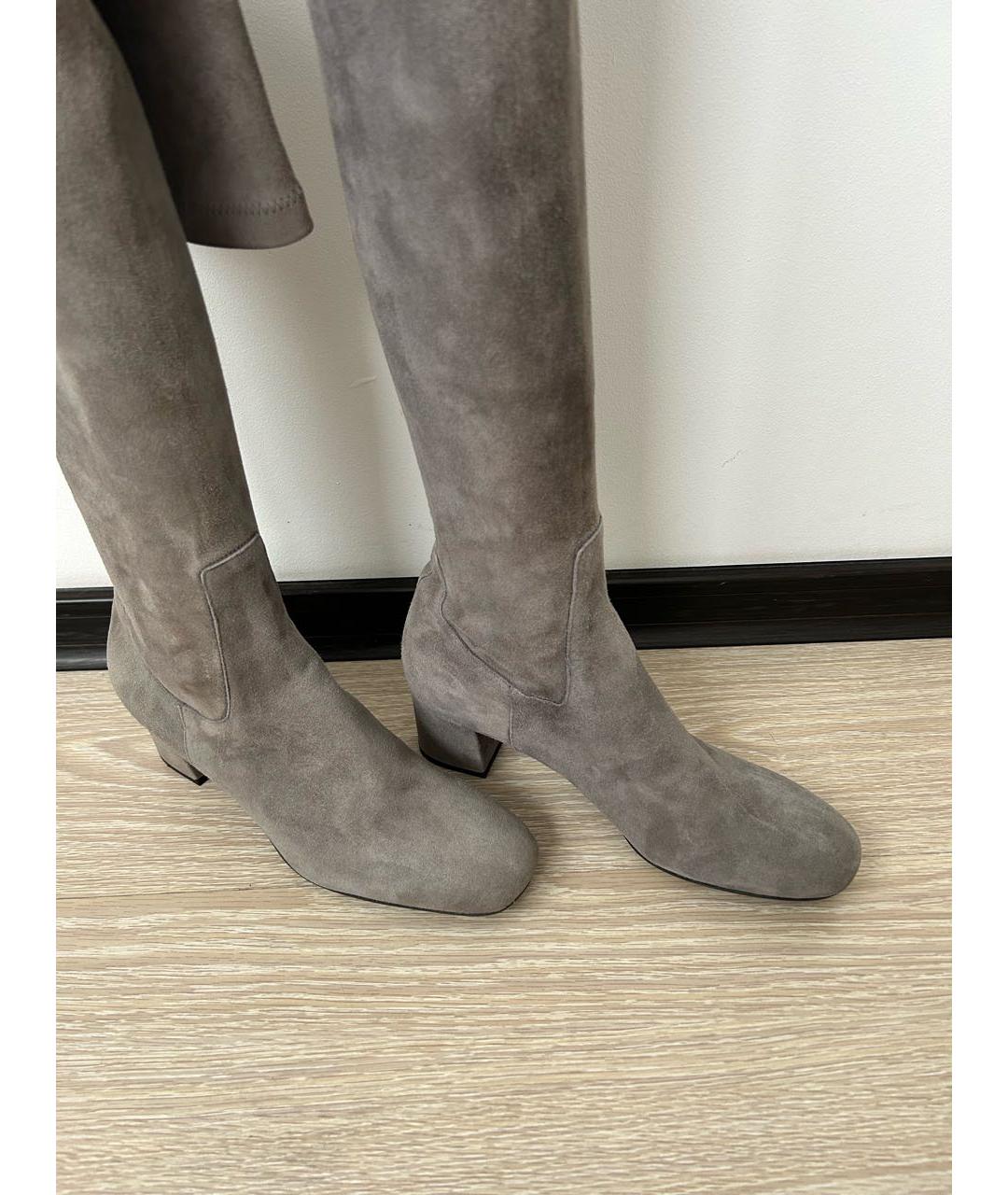SANTONI Серые замшевые ботфорты, фото 3