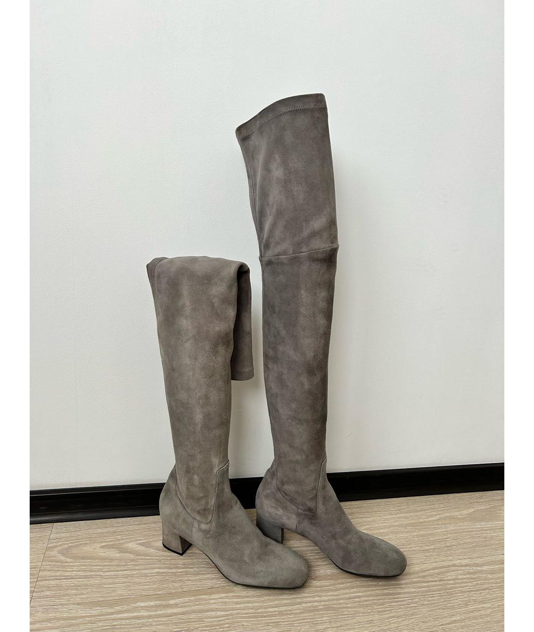 SANTONI Серые замшевые ботфорты, фото 6