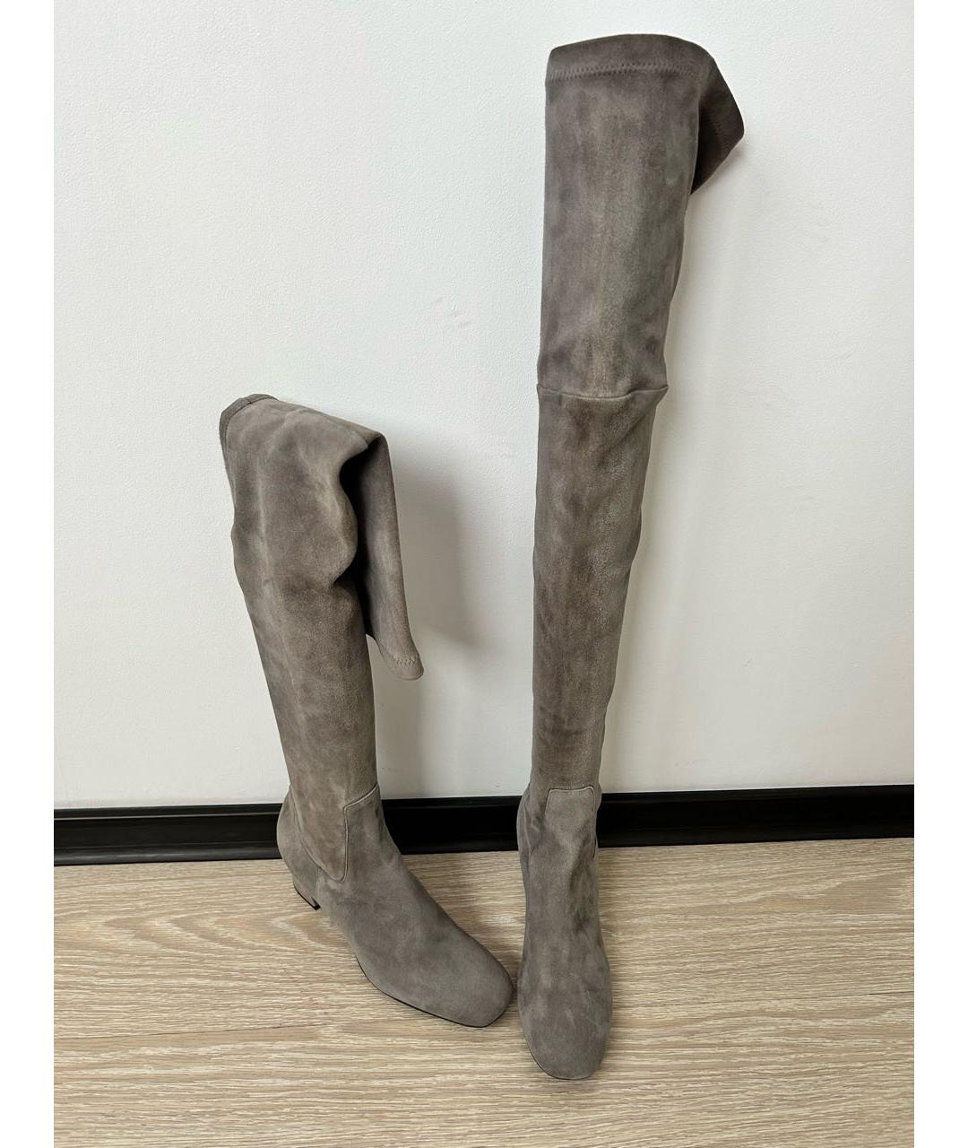 SANTONI Серые замшевые ботфорты, фото 5