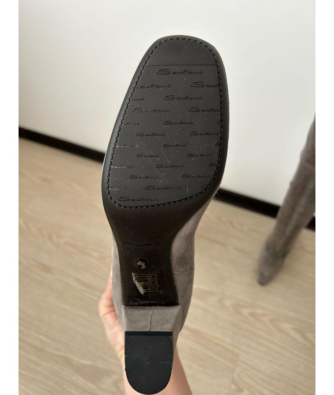 SANTONI Серые замшевые ботфорты, фото 2