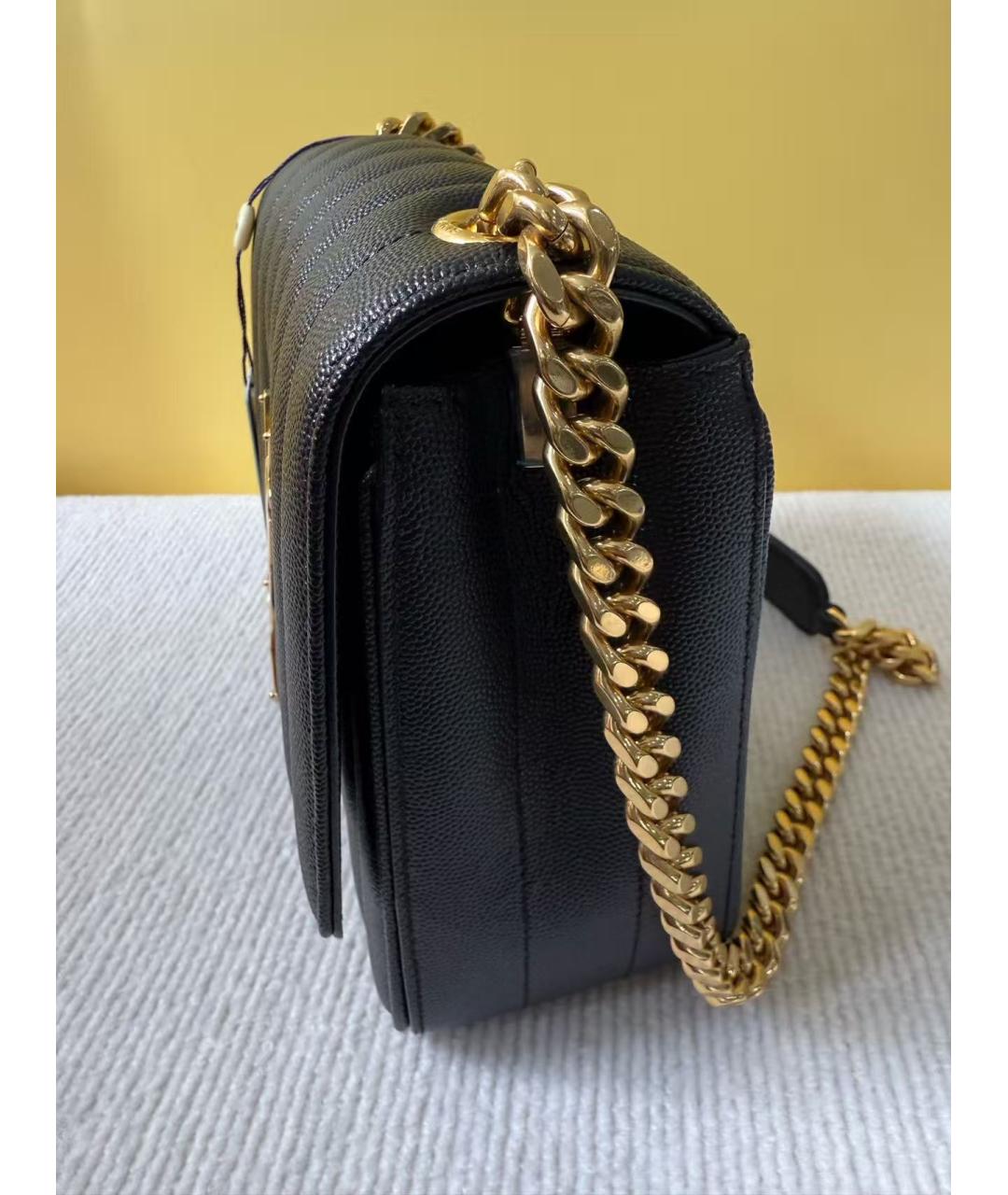 YVES SAINT LAURENT BEAUTY Черная кожаная сумка через плечо, фото 4