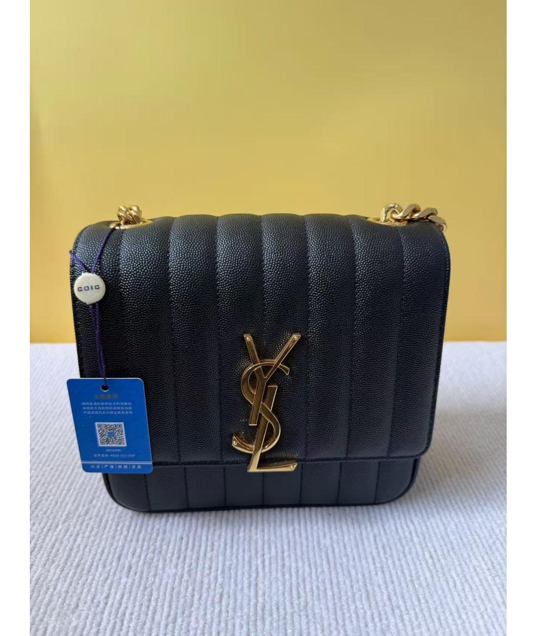 YVES SAINT LAURENT BEAUTY Черная кожаная сумка через плечо, фото 2