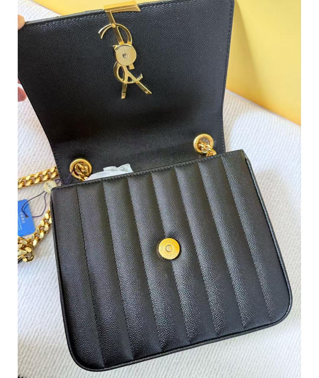 YVES SAINT LAURENT BEAUTY Черная кожаная сумка через плечо, фото 7