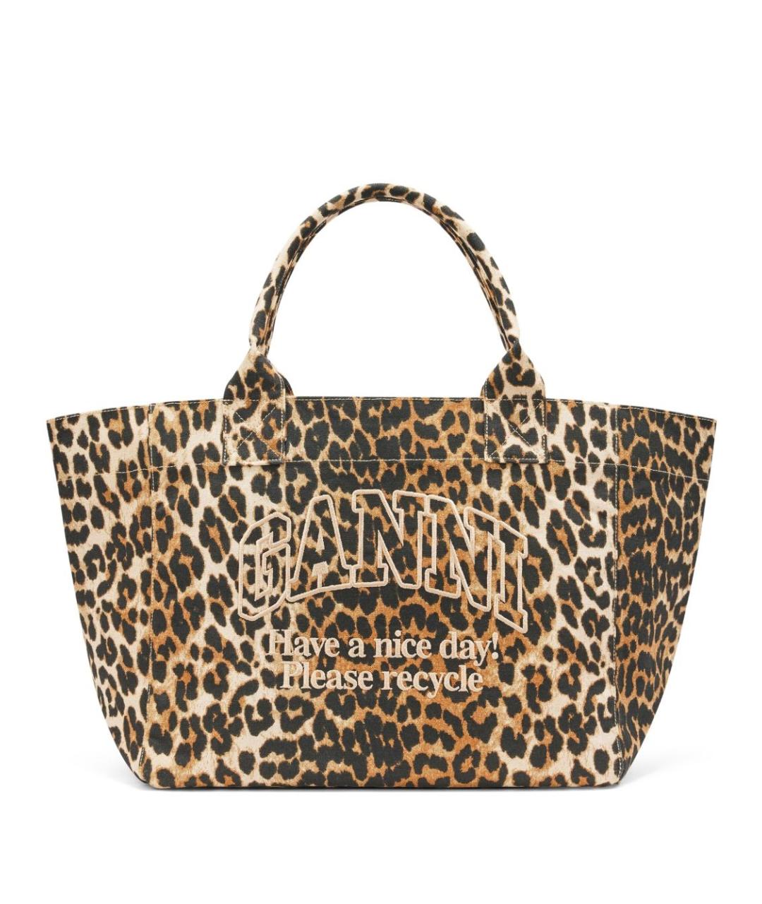 GANNI Коричневая хлопковая сумка тоут, фото 1