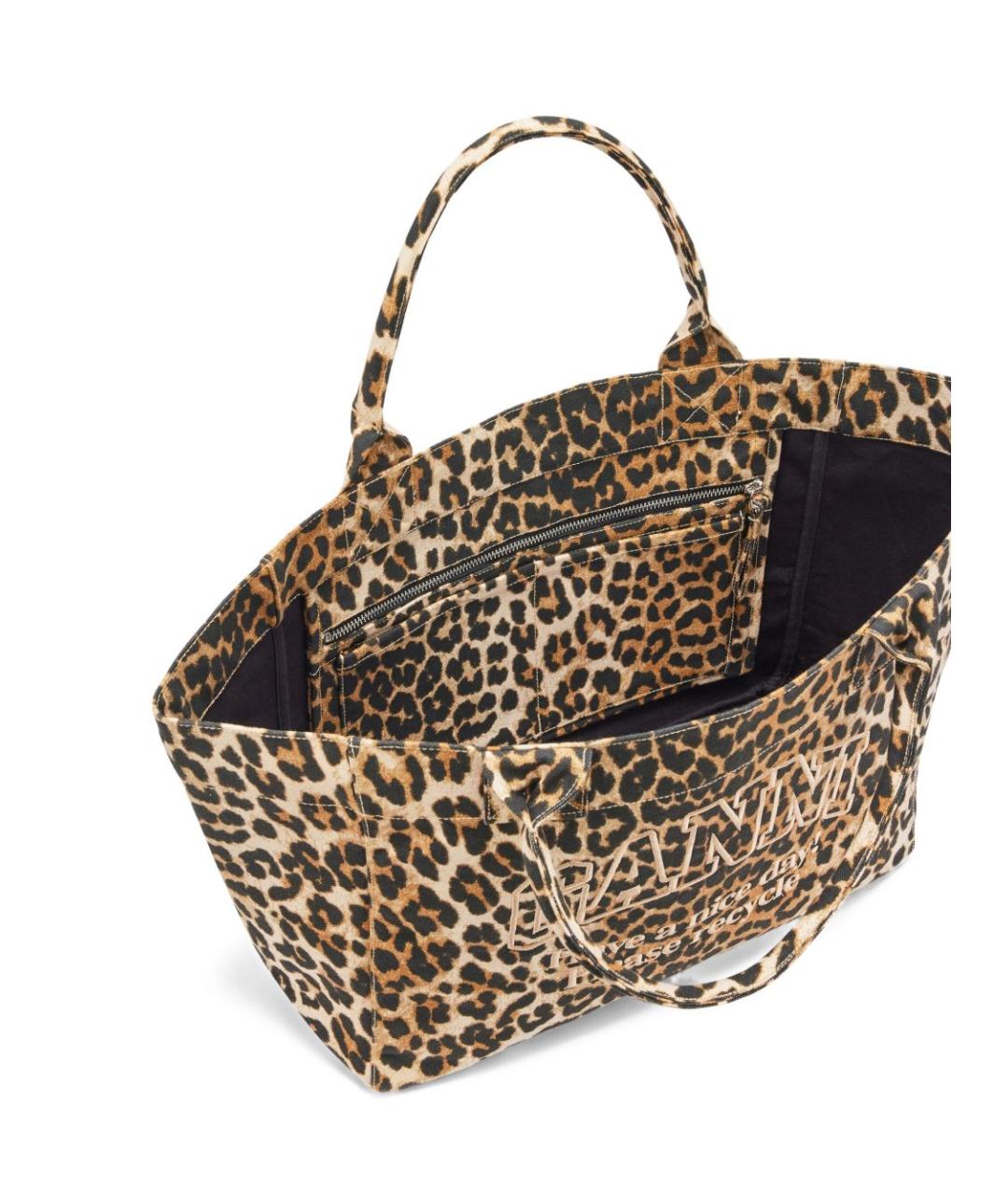 GANNI Коричневая хлопковая сумка тоут, фото 4