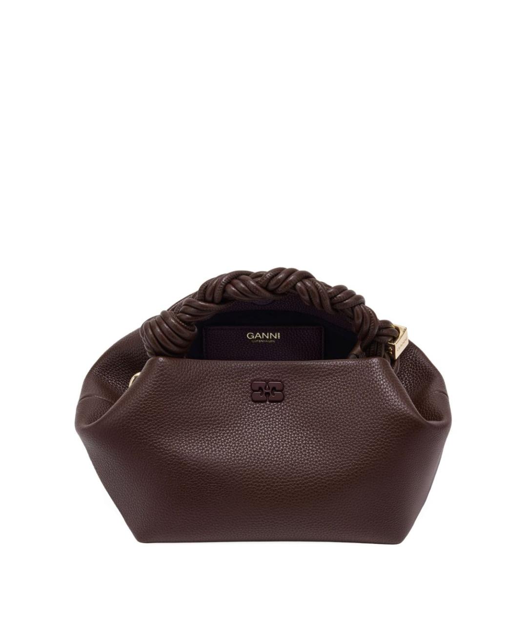 GANNI Коричневая сумка с короткими ручками из искусственной кожи, фото 1