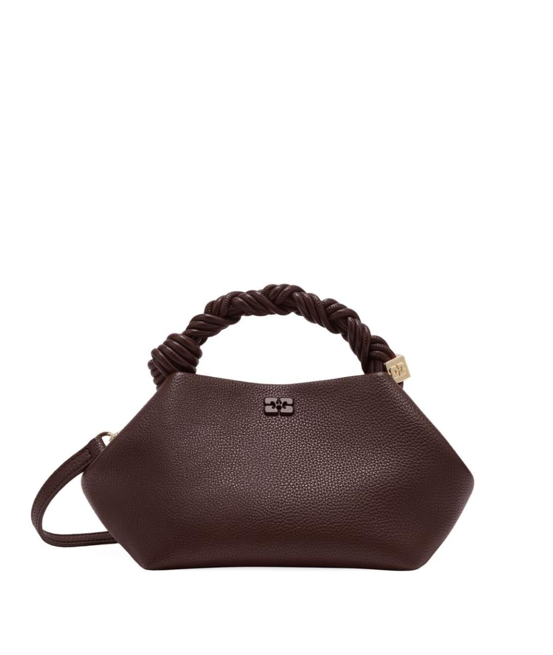 GANNI Коричневая сумка с короткими ручками из искусственной кожи, фото 2