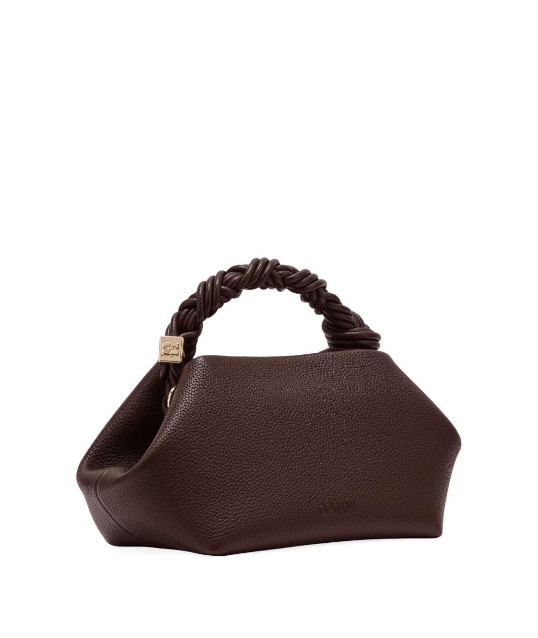 GANNI Коричневая сумка с короткими ручками из искусственной кожи, фото 3