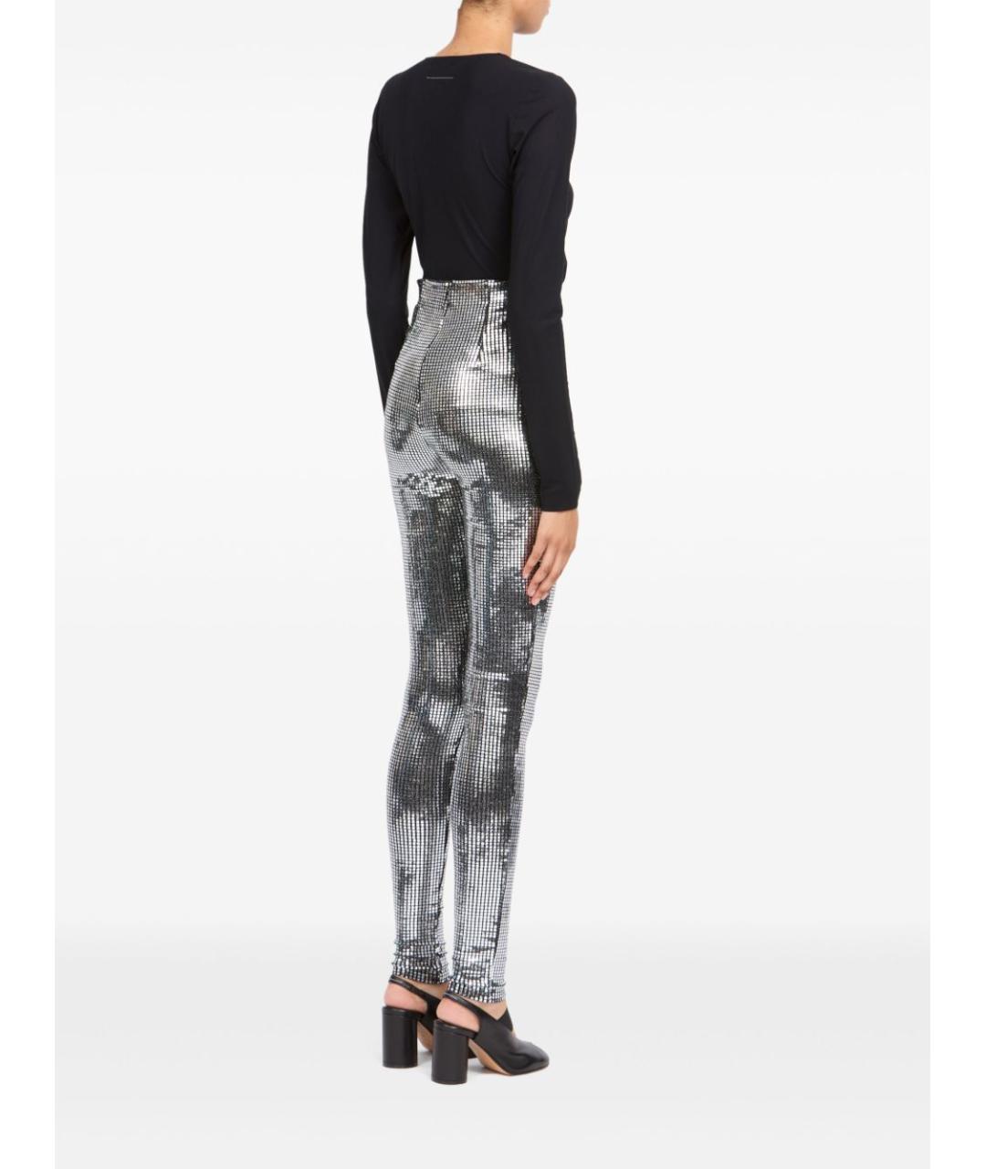 MM6 MAISON MARGIELA Серебряные полиамидовые брюки узкие, фото 3