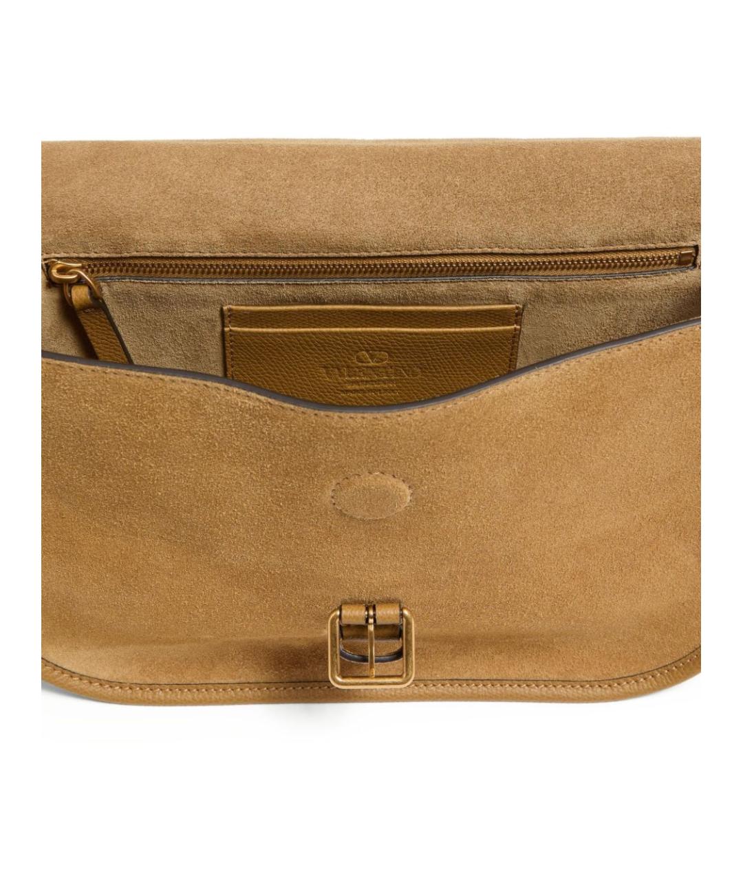 VALENTINO Бежевая кожаная сумка на плечо, фото 4