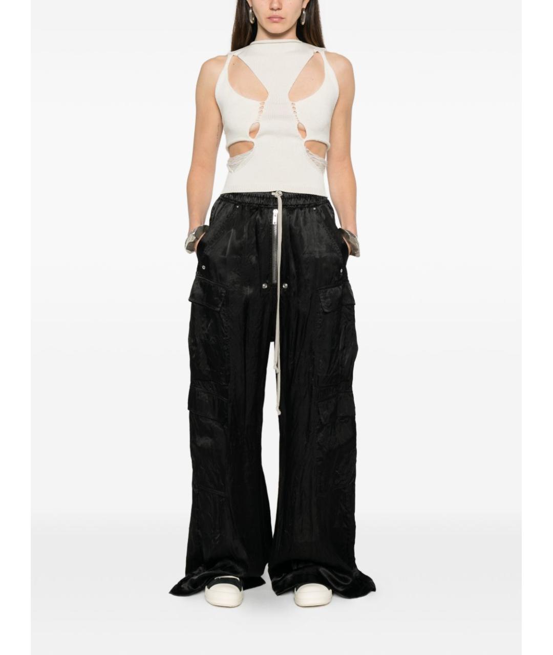 RICK OWENS Черные вискозные брюки широкие, фото 3