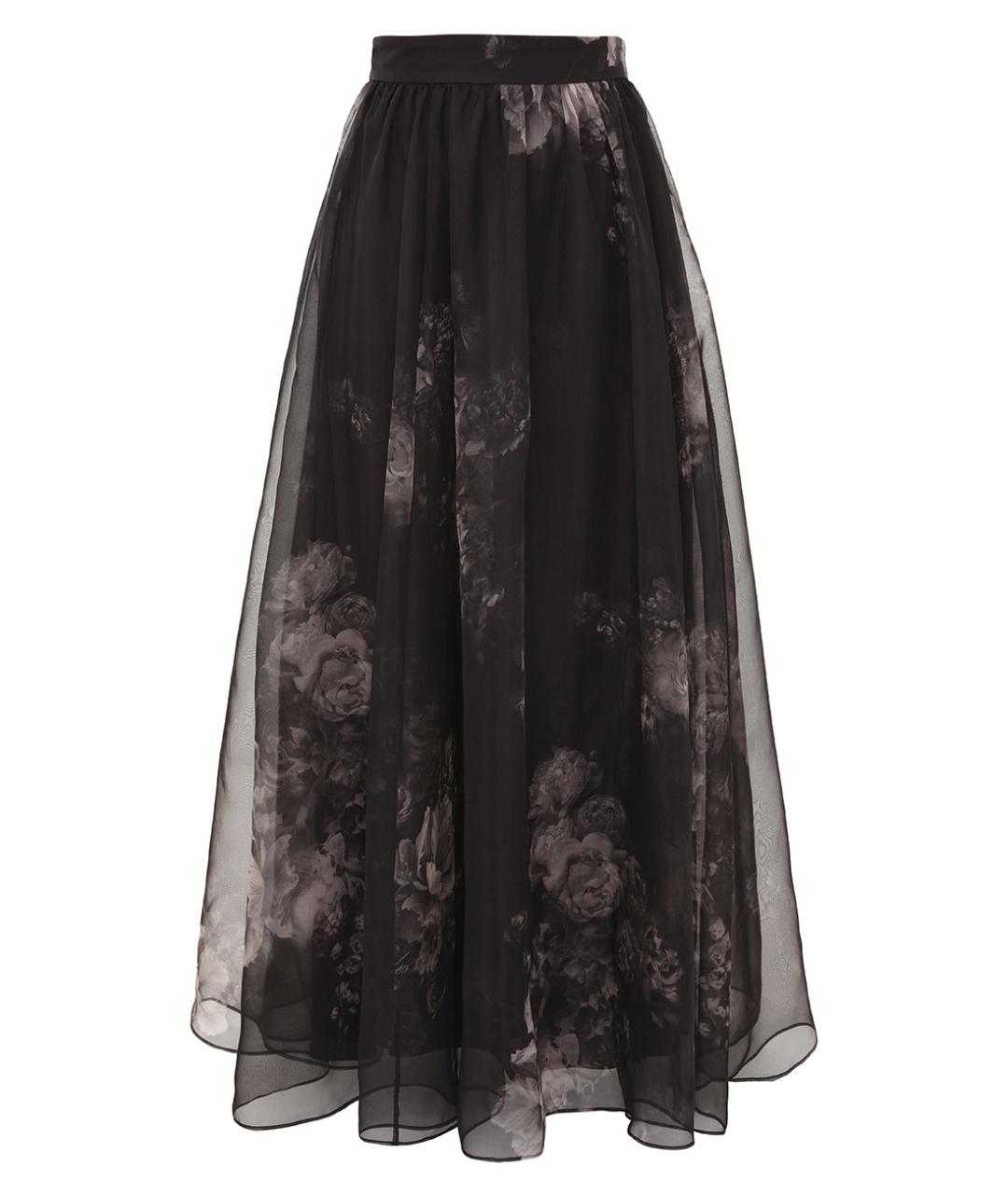 ZIMMERMANN Черная шелковая юбка миди, фото 1