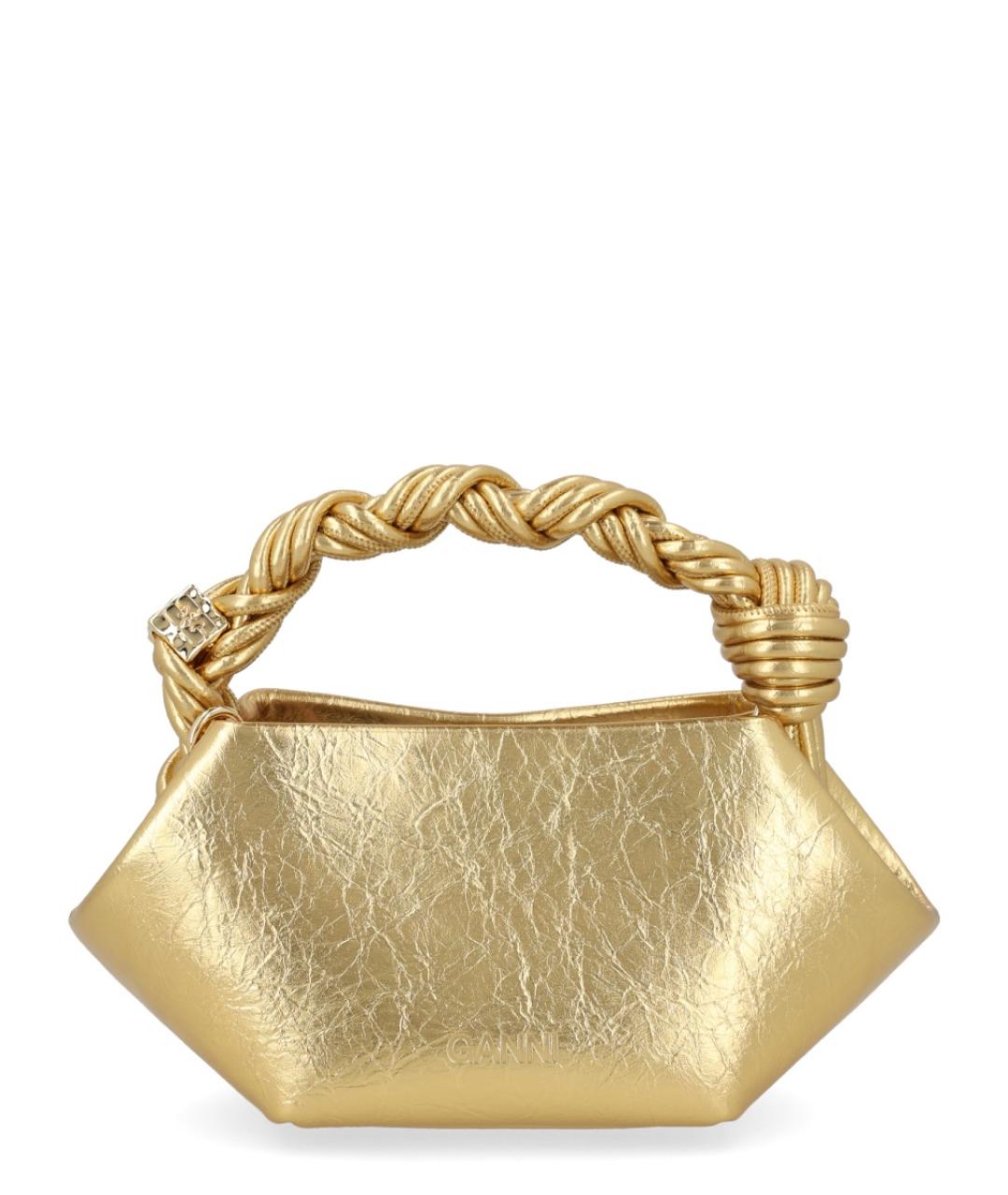 GANNI Золотая сумка с короткими ручками из искусственной кожи, фото 3