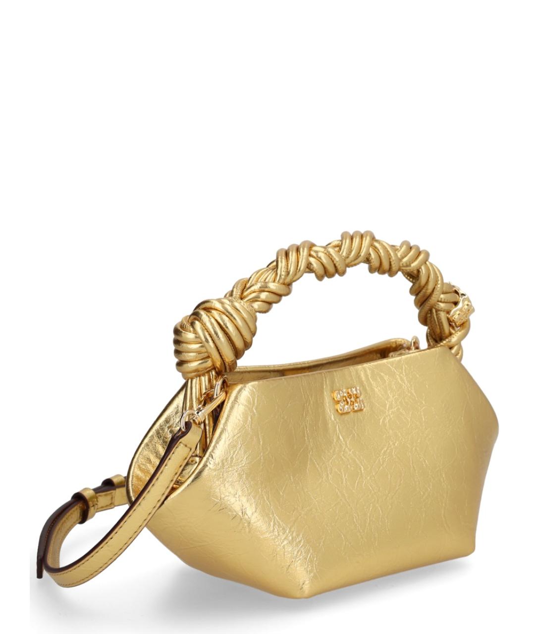 GANNI Золотая сумка с короткими ручками из искусственной кожи, фото 2