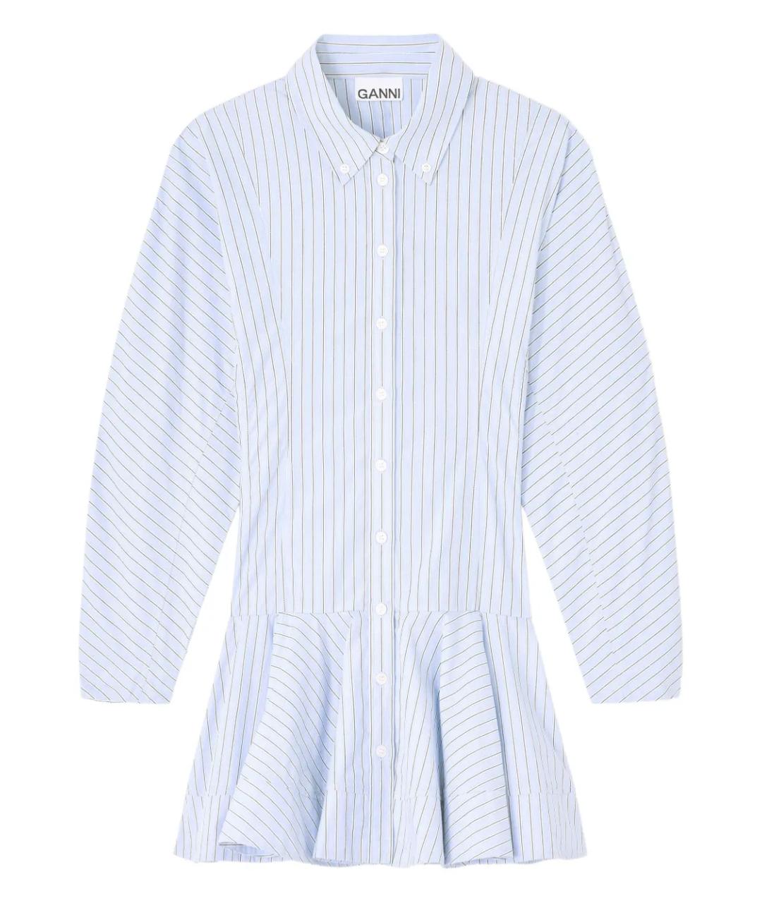 GANNI Синее хлопковое повседневное платье, фото 1
