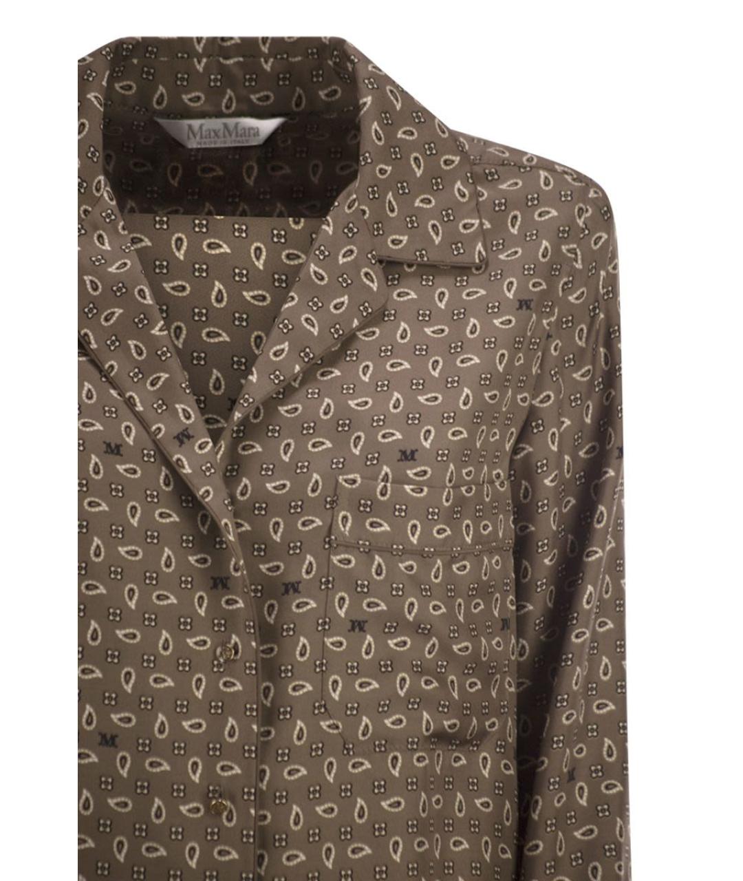 MAX MARA Коричневая шелковая рубашка, фото 4