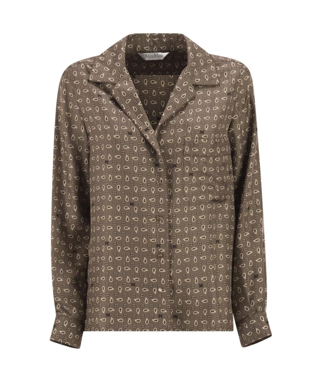 MAX MARA Коричневая шелковая рубашка, фото 1