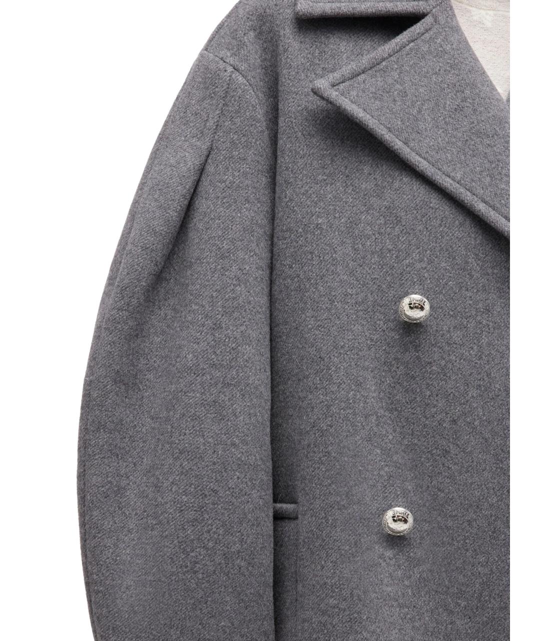 GANNI Серое шерстяное пальто, фото 4