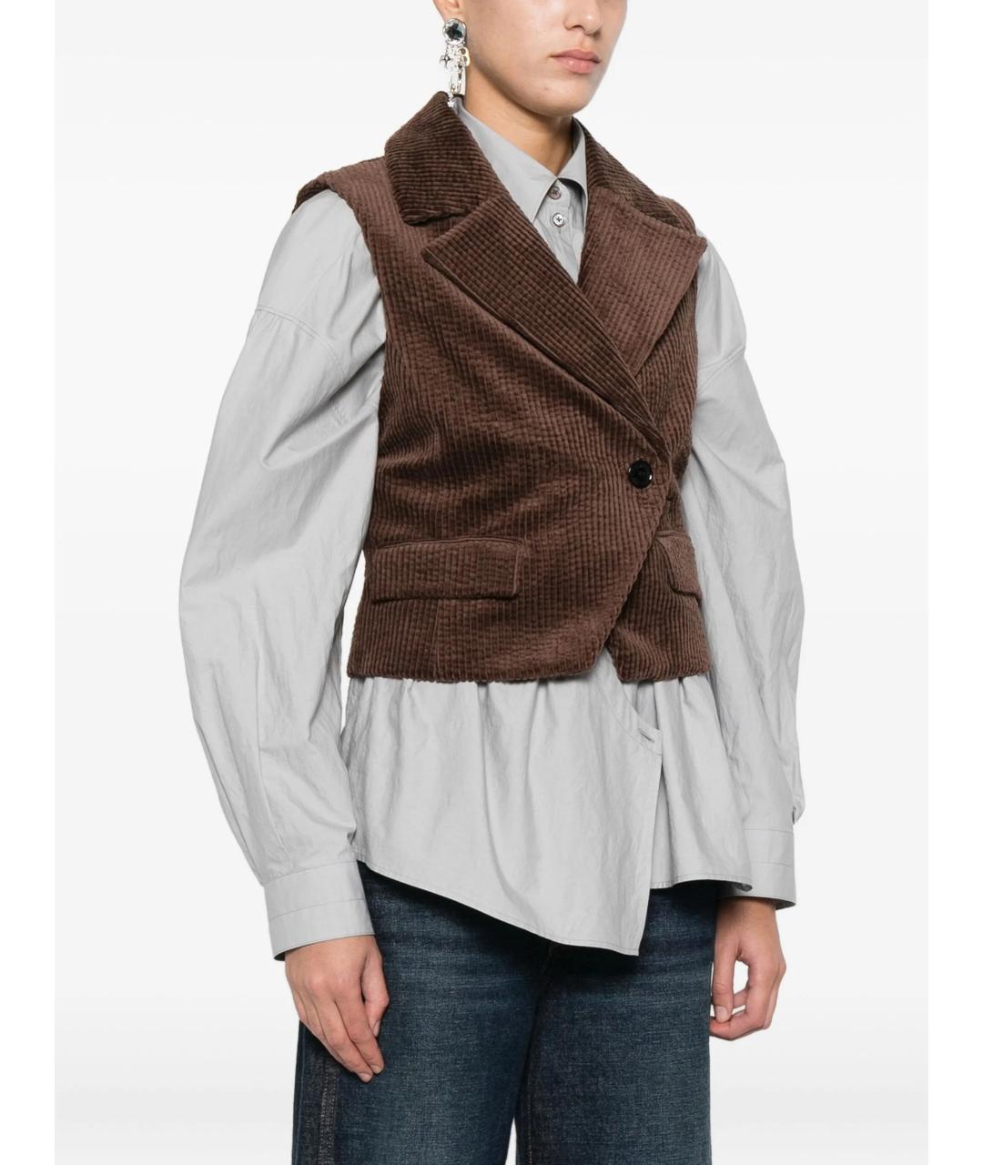 GANNI Коричневый хлопковый жилет, фото 3