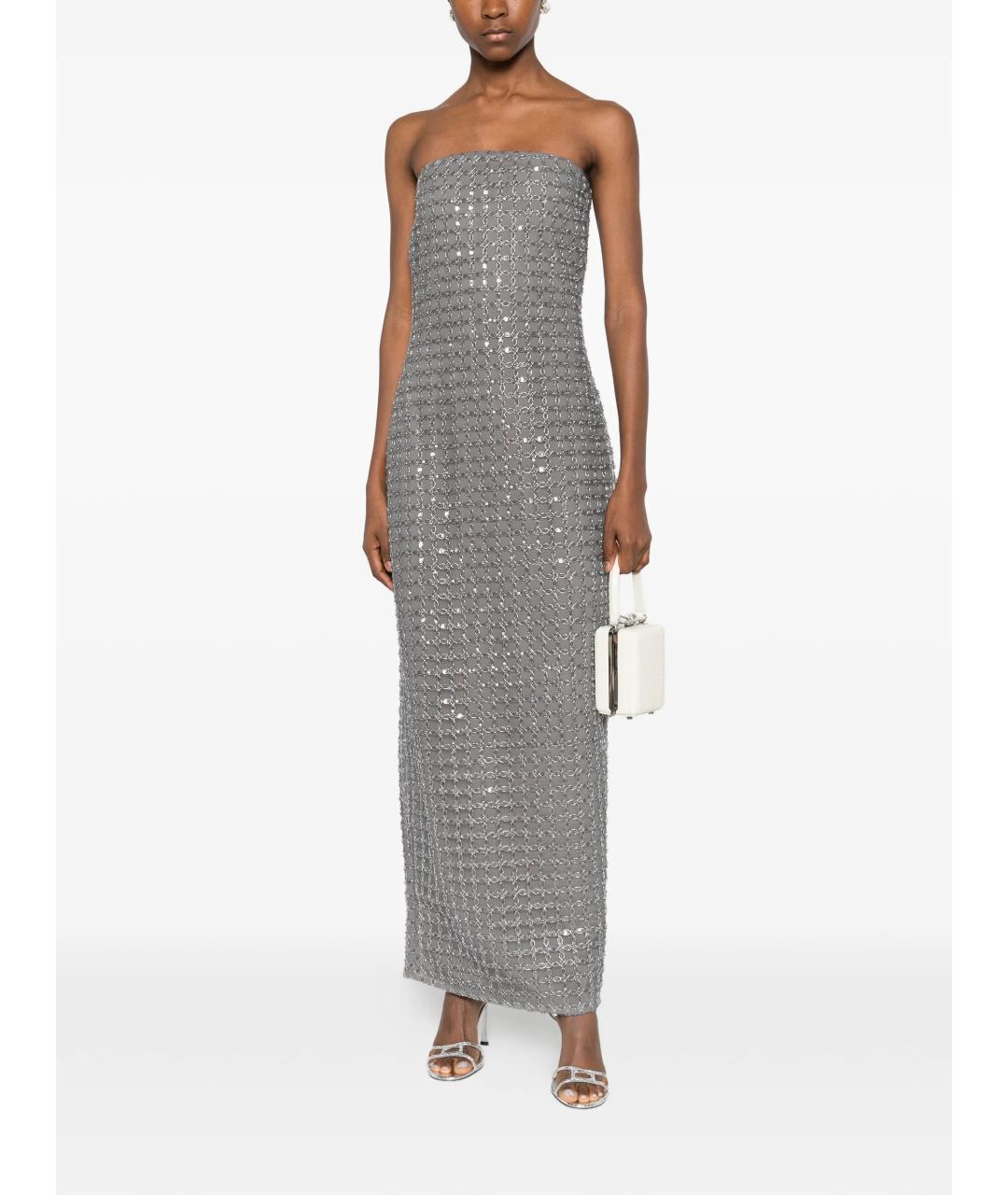 ROTATE Серое полиэстеровое повседневное платье, фото 2