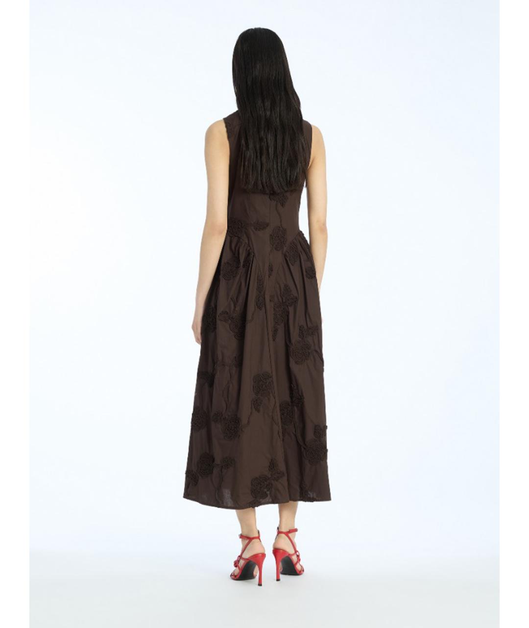ROTATE Коричневое хлопковое повседневное платье, фото 3