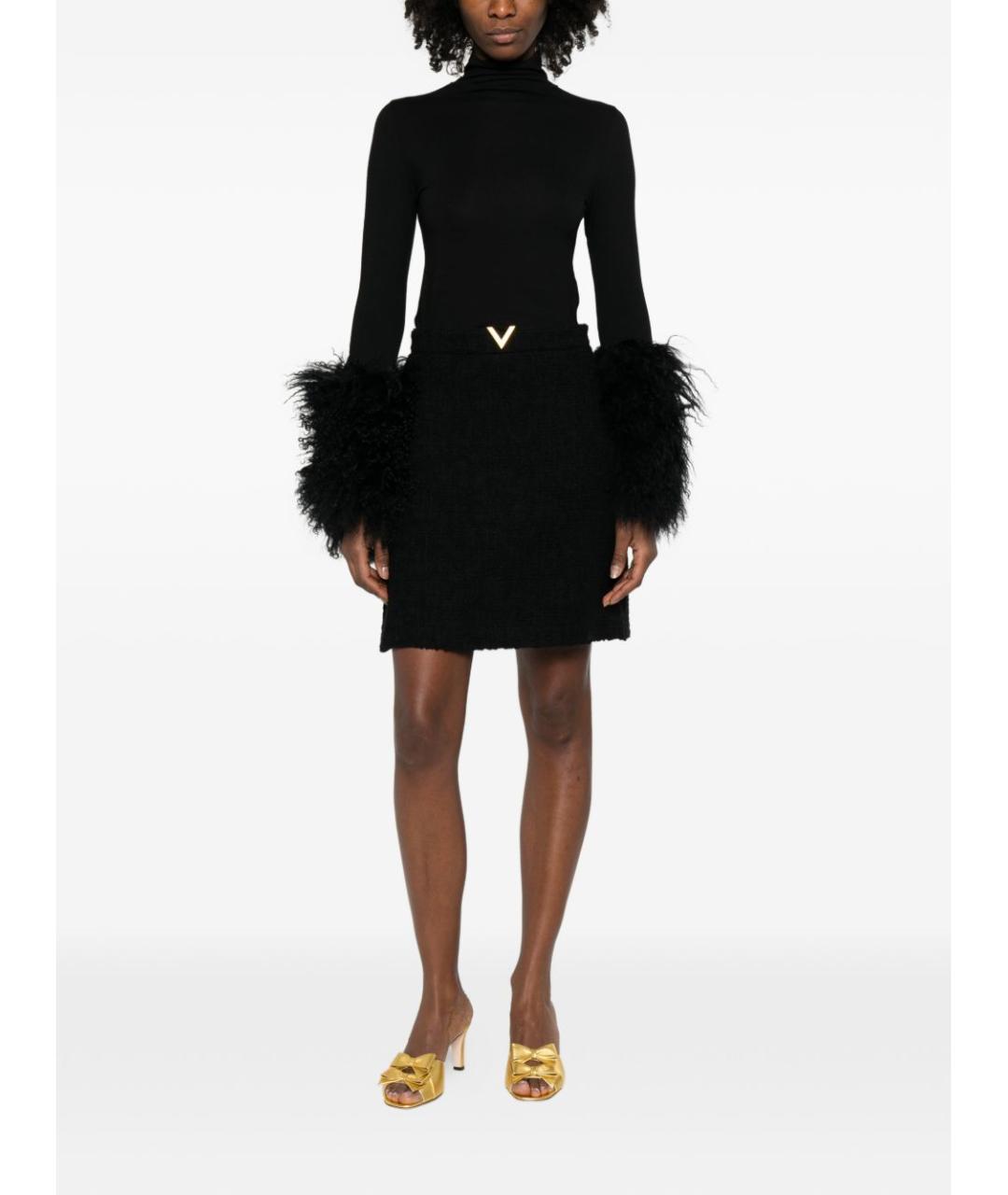 VALENTINO Черная шерстяная юбка мини, фото 4