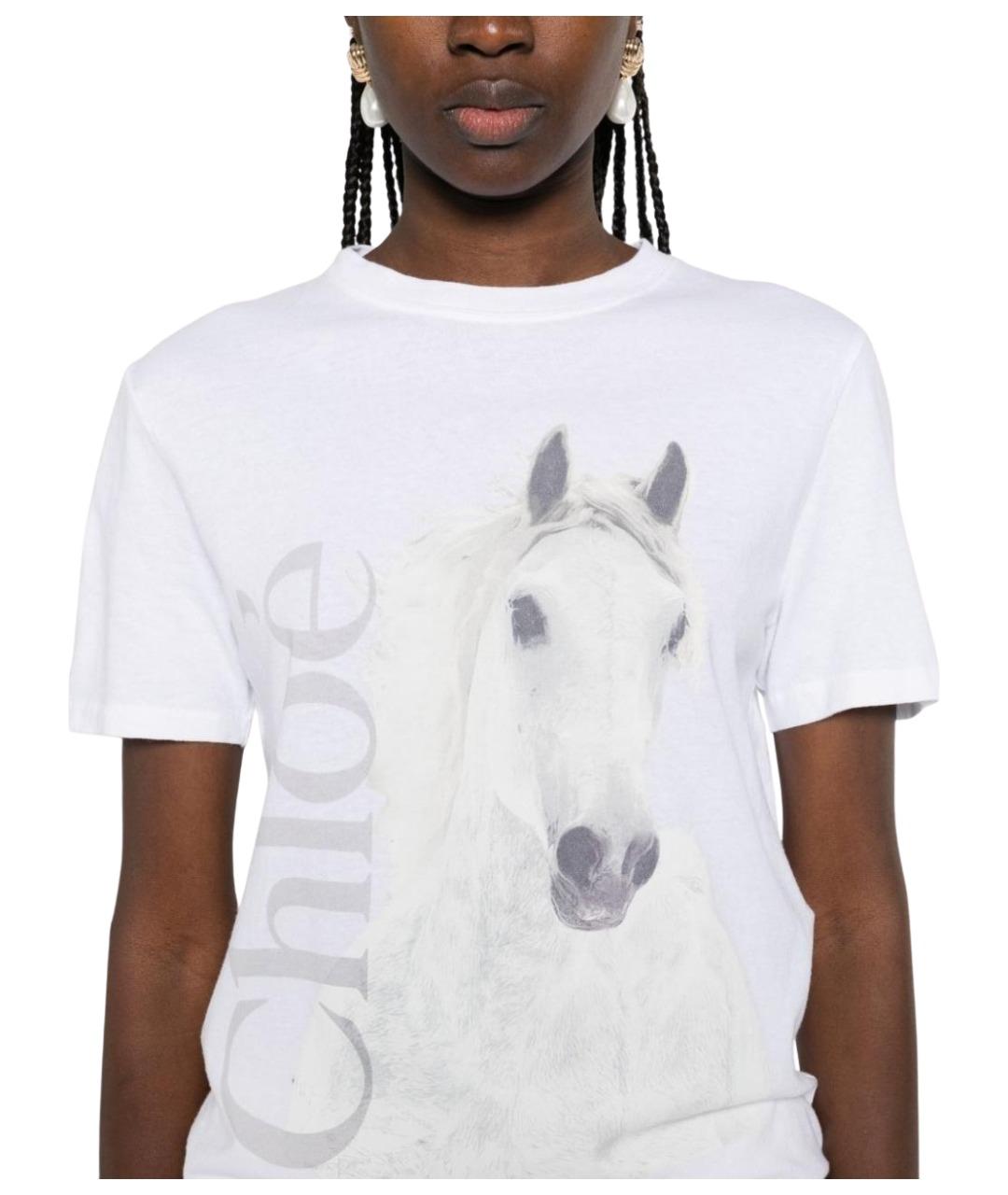 CHLOE Белая хлопковая футболка, фото 4
