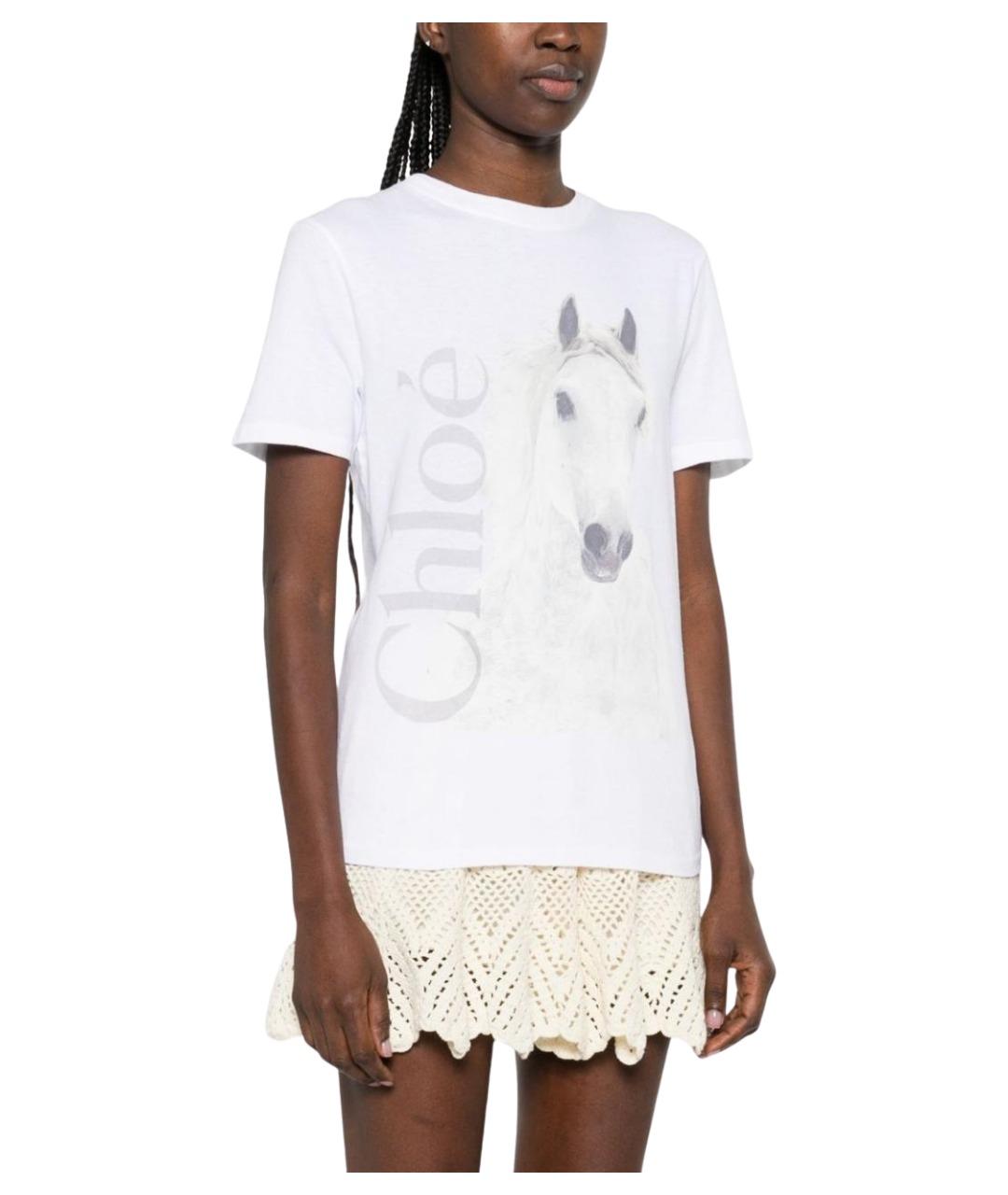 CHLOE Белая хлопковая футболка, фото 3