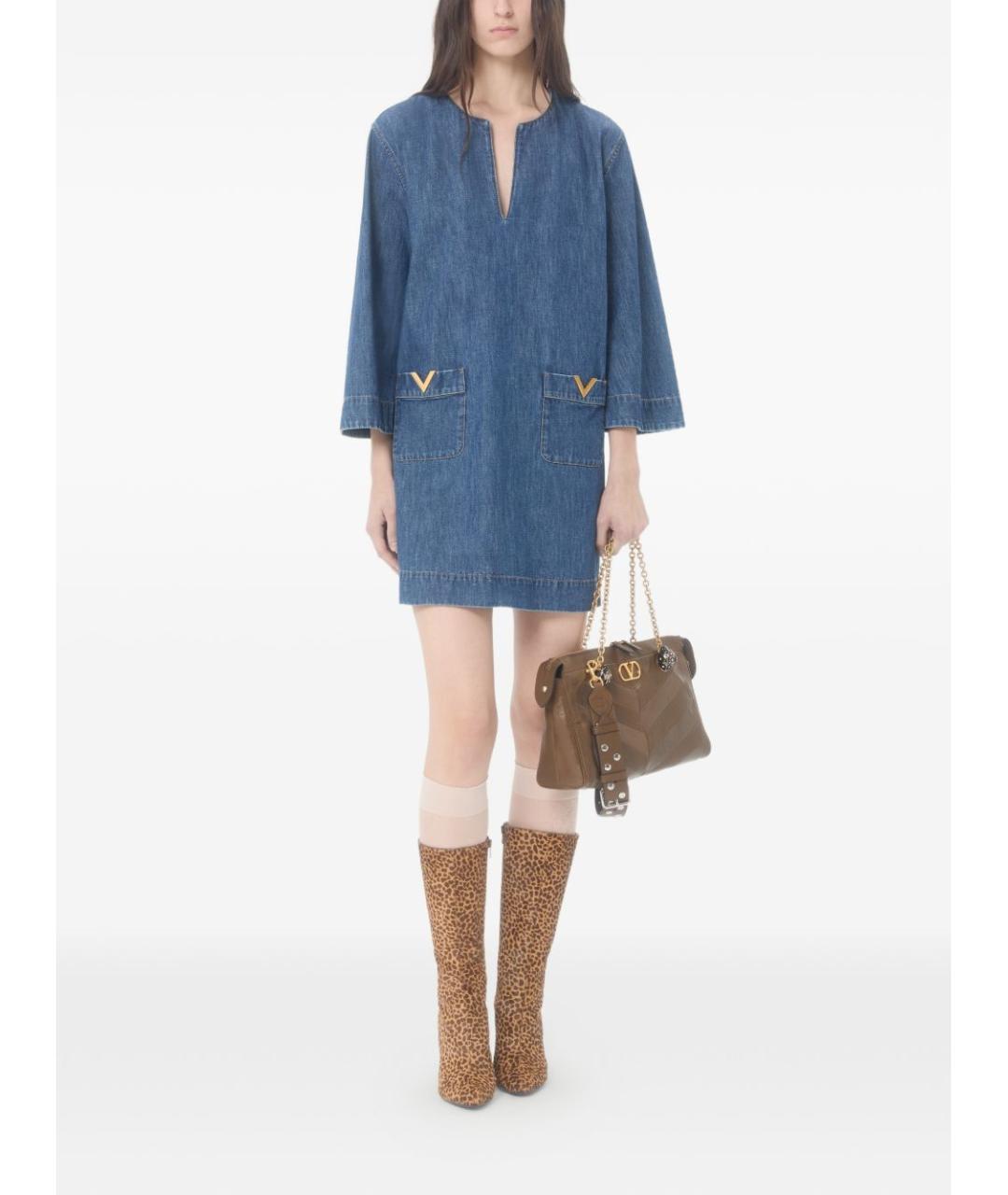 VALENTINO Синее хлопковое повседневное платье, фото 3