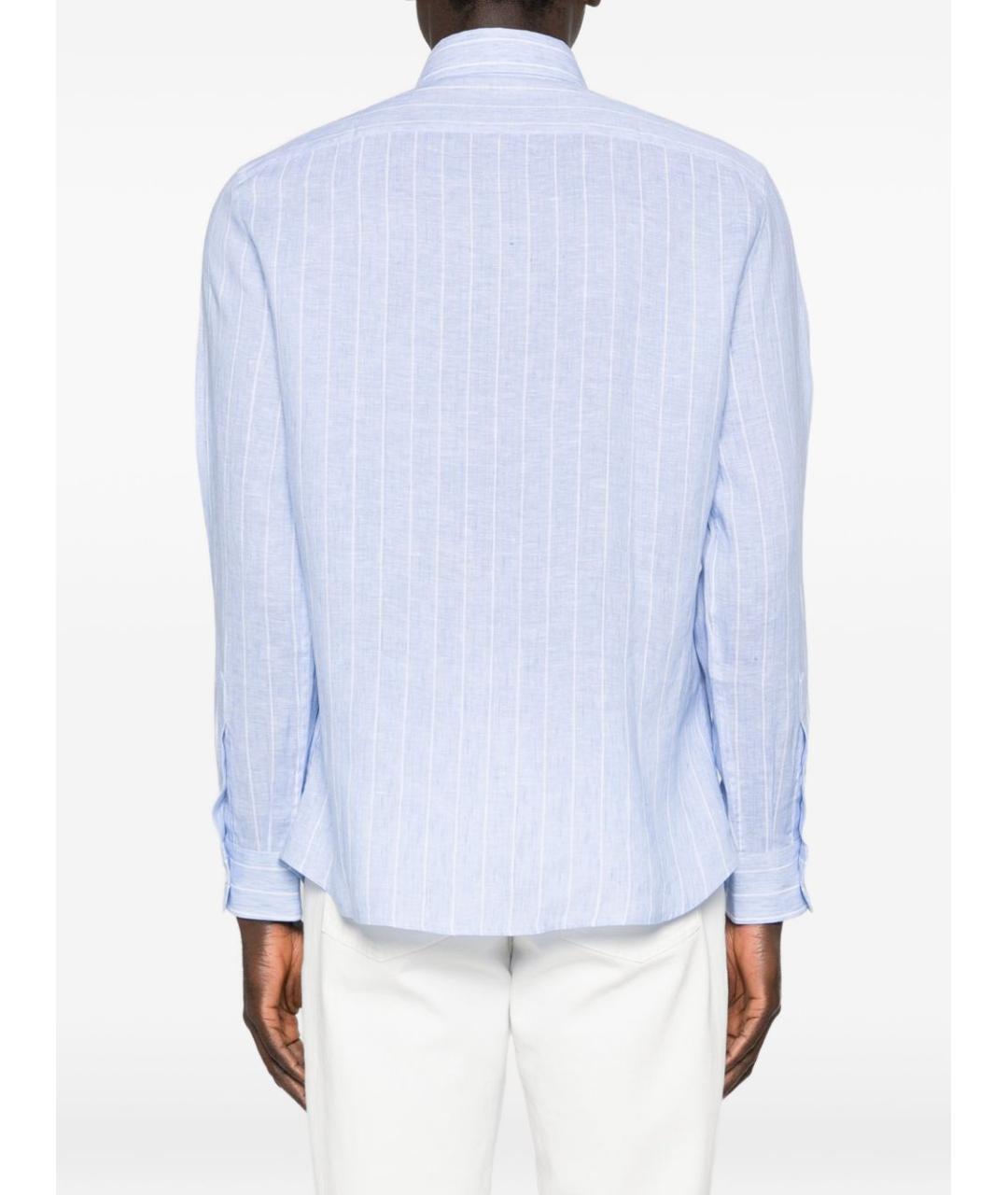 BRUNELLO CUCINELLI Синяя льняная кэжуал рубашка, фото 2