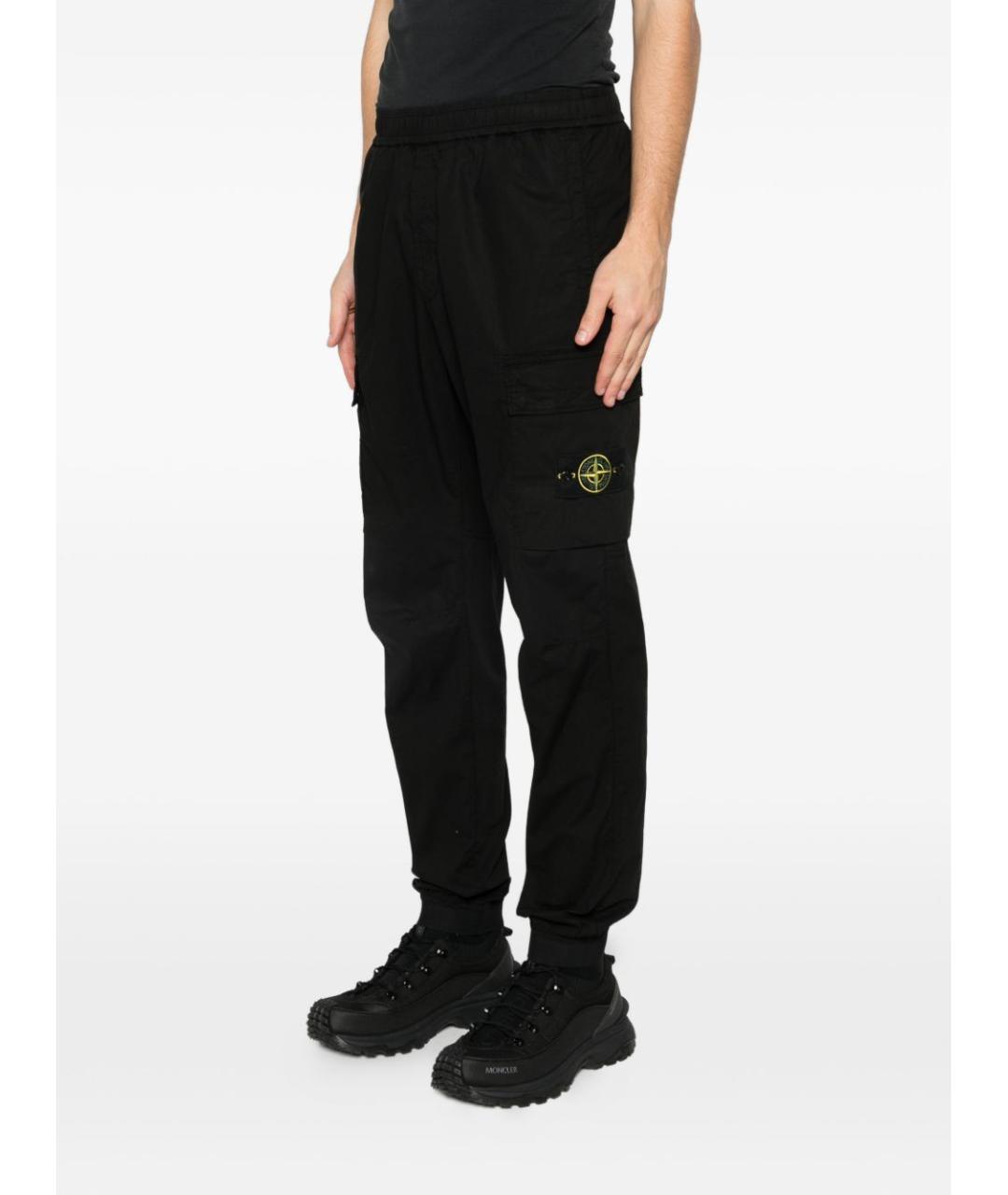 STONE ISLAND Черные хлопковые повседневные брюки, фото 4