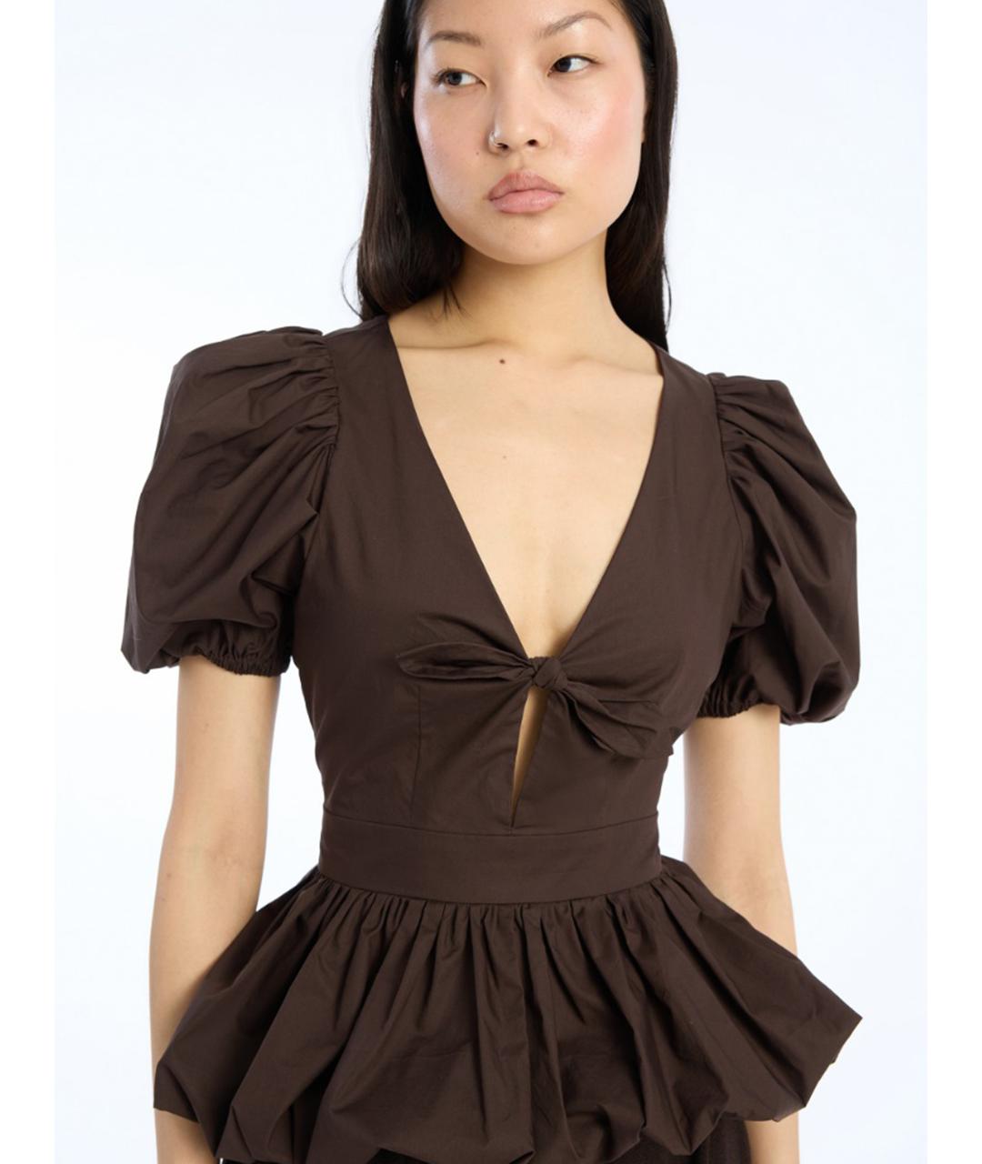 ROTATE Коричневая хлопковая рубашка, фото 4