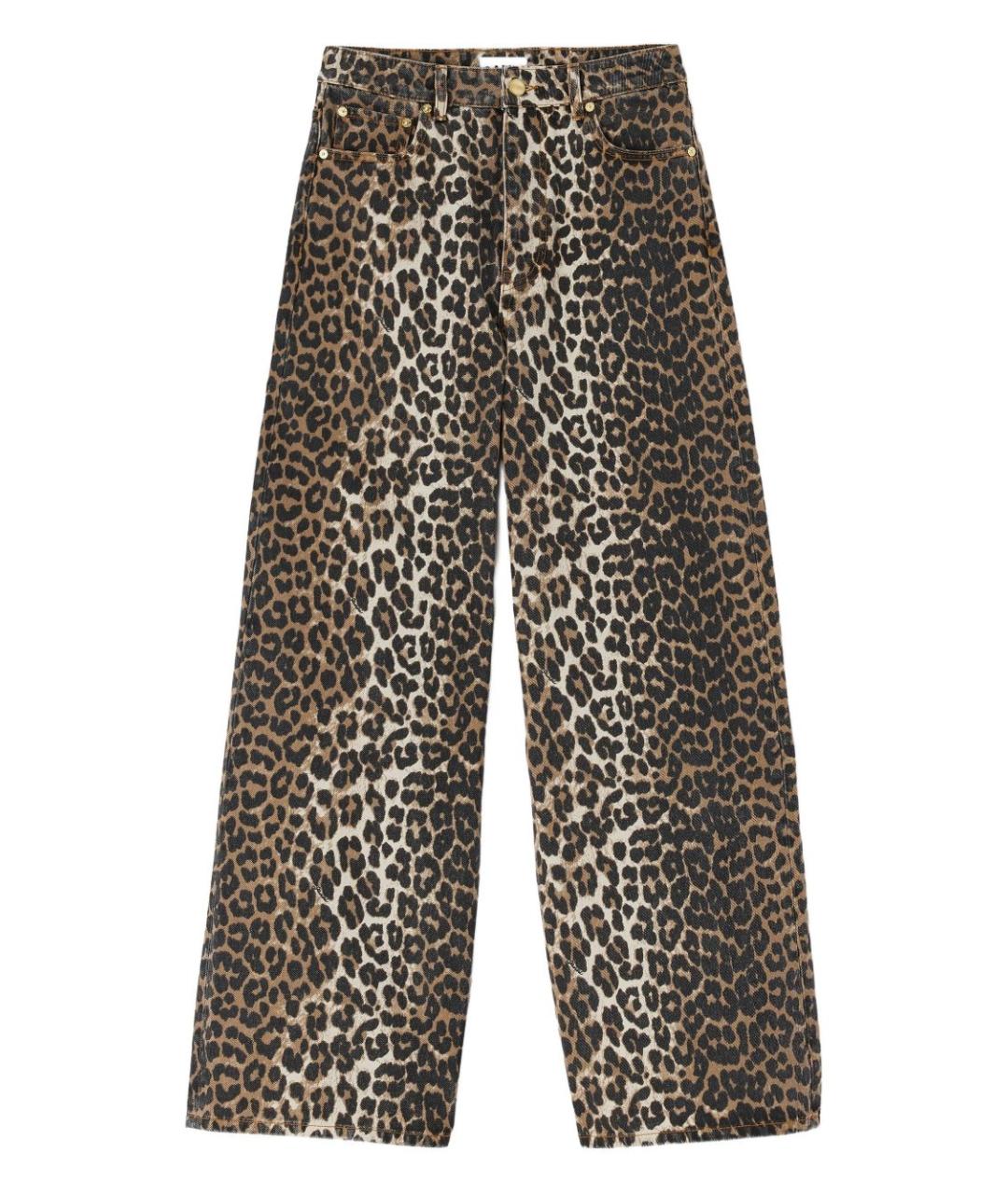 GANNI Коричневые хлопковые прямые джинсы, фото 1