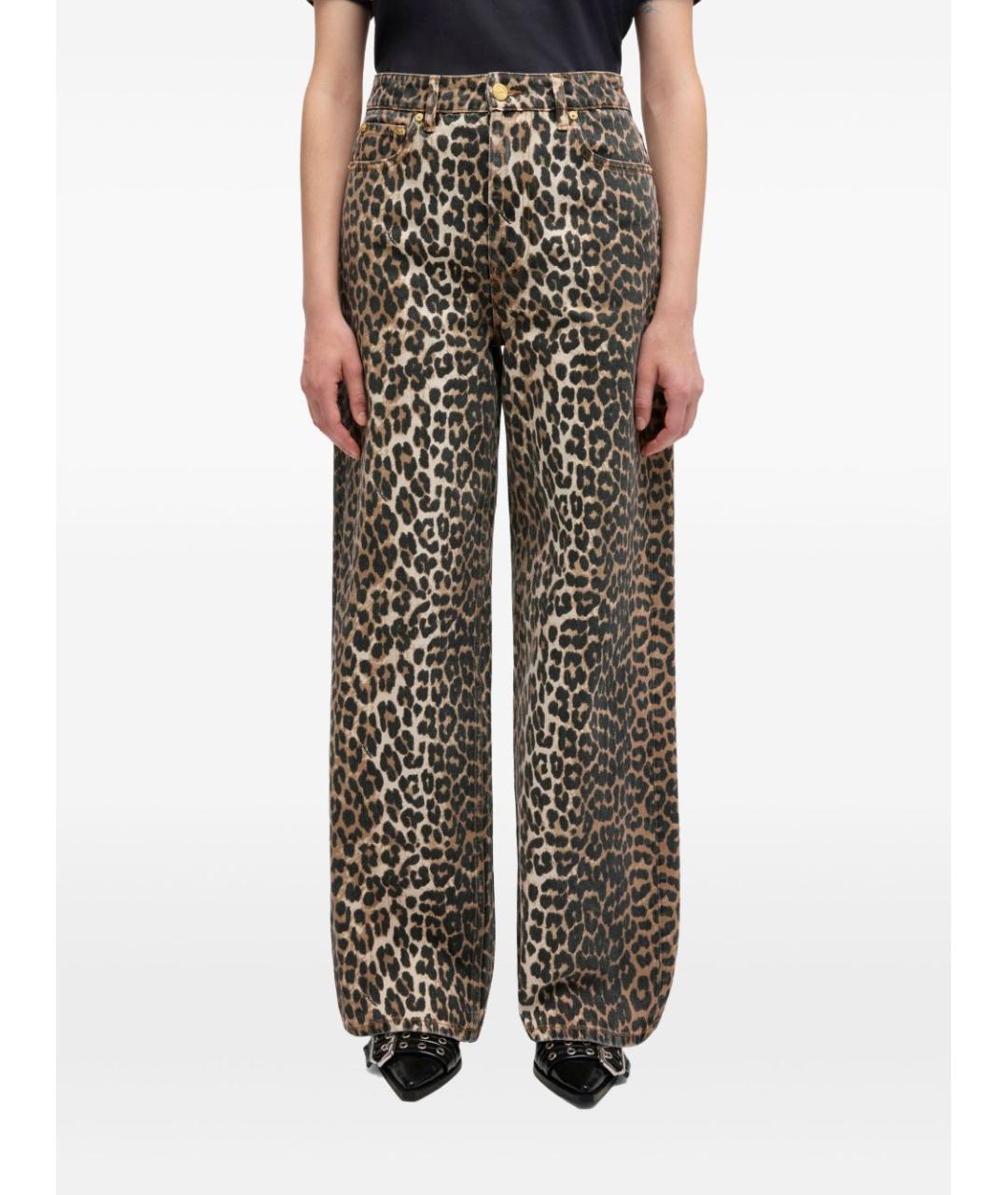 GANNI Коричневые хлопковые прямые джинсы, фото 4