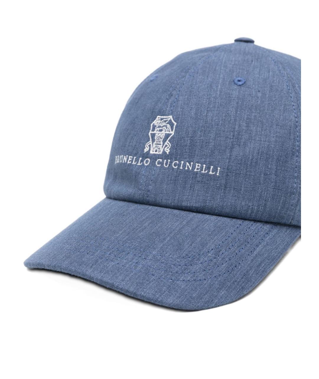 BRUNELLO CUCINELLI Синяя льняная кепка/бейсболка, фото 2