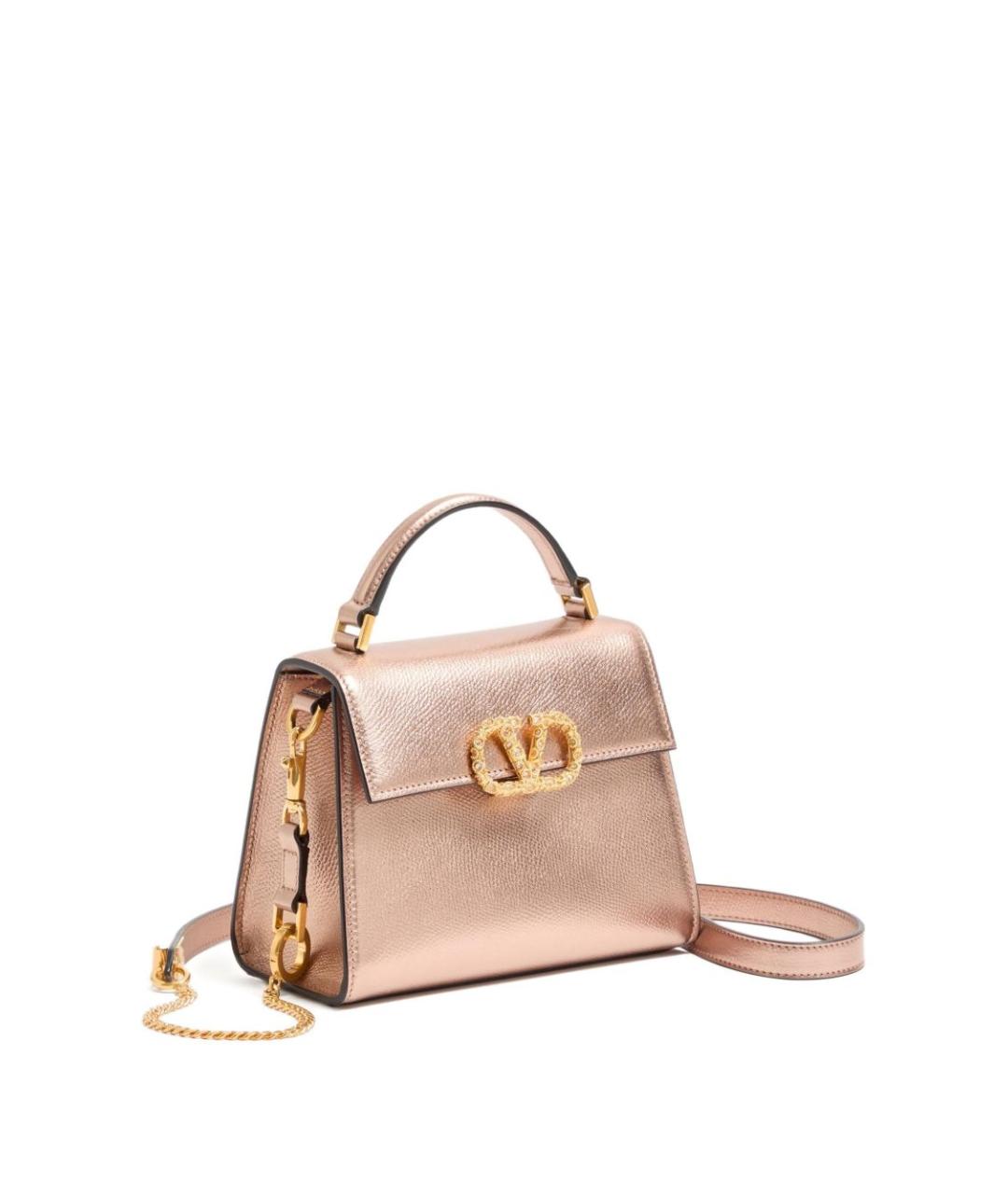 VALENTINO Розовая кожаная сумка через плечо, фото 3