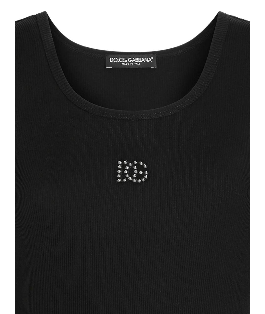 DOLCE&GABBANA Черная хлопковая майка, фото 5