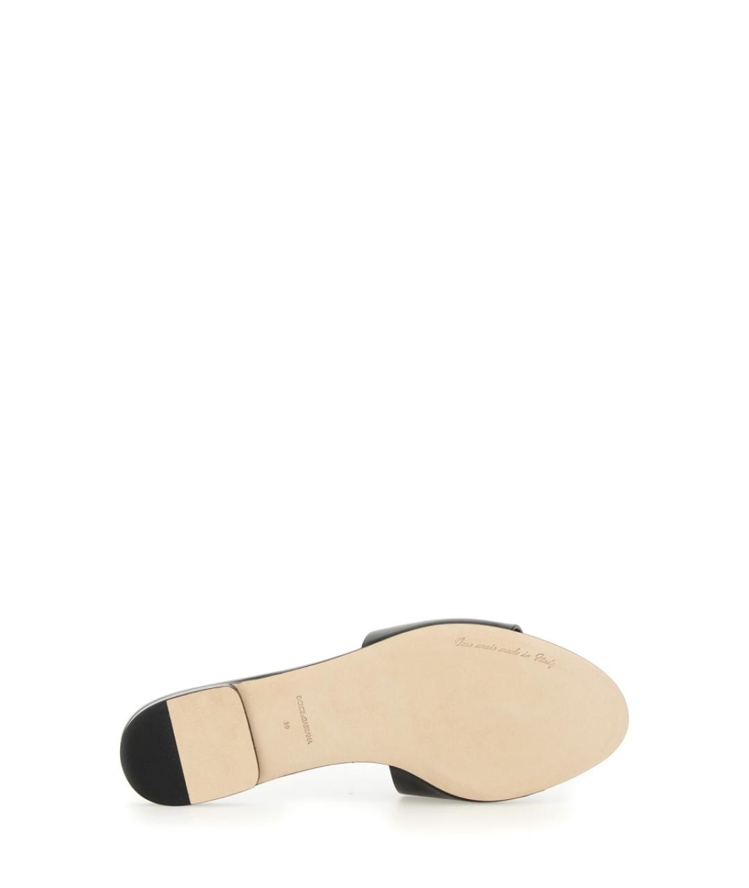 DOLCE&GABBANA Черные кожаные шлепанцы, фото 5